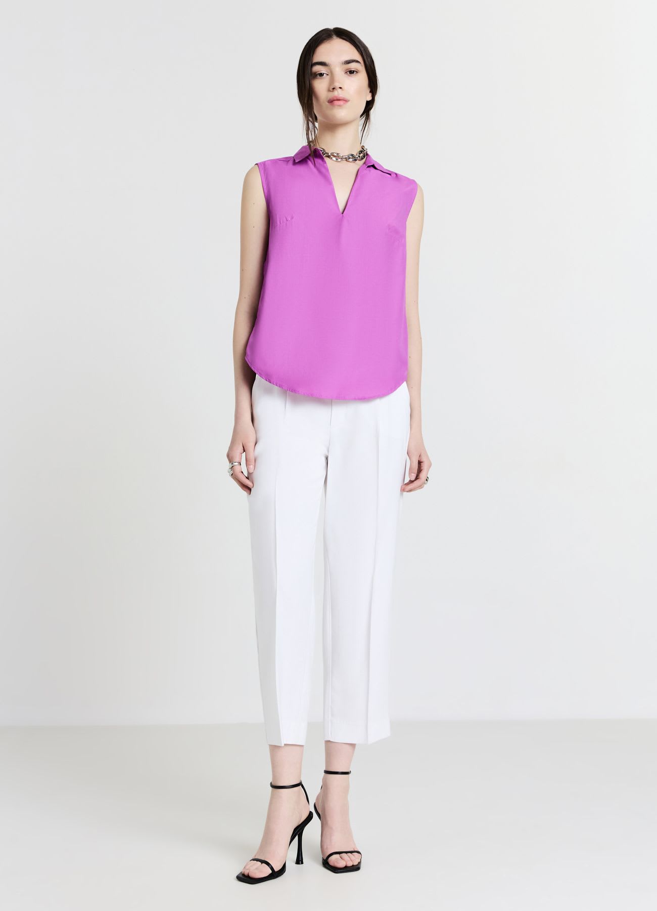 Top collo a camicia