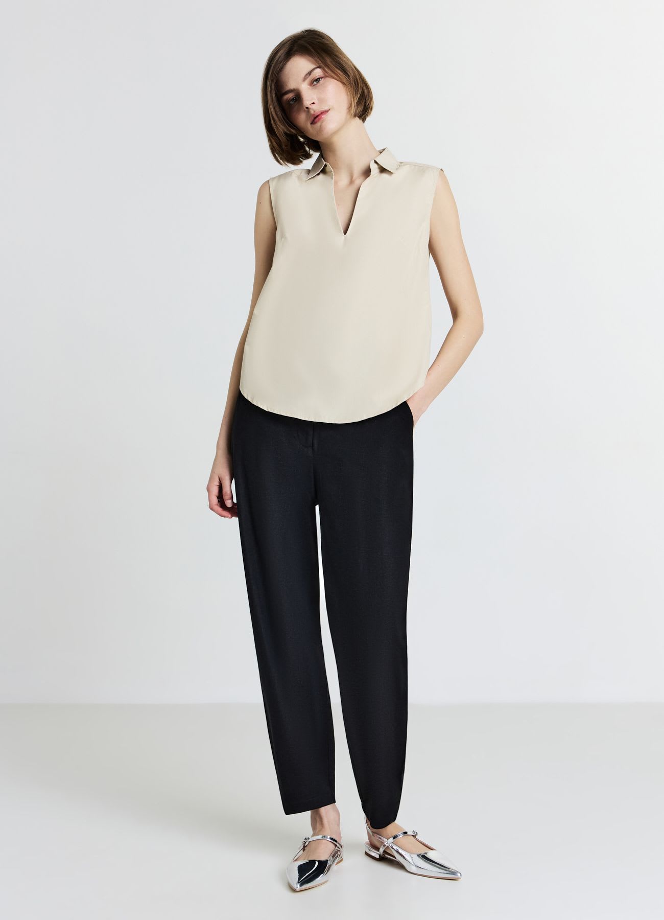 Top collo a camicia