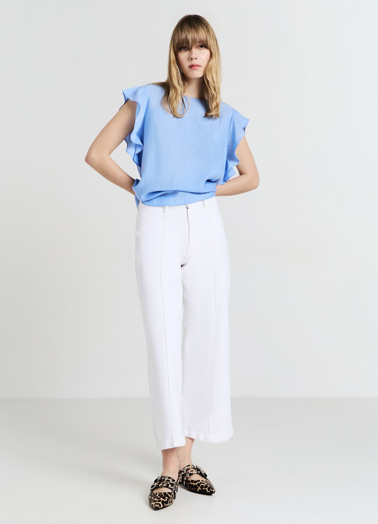 Blusa maniche con rouches