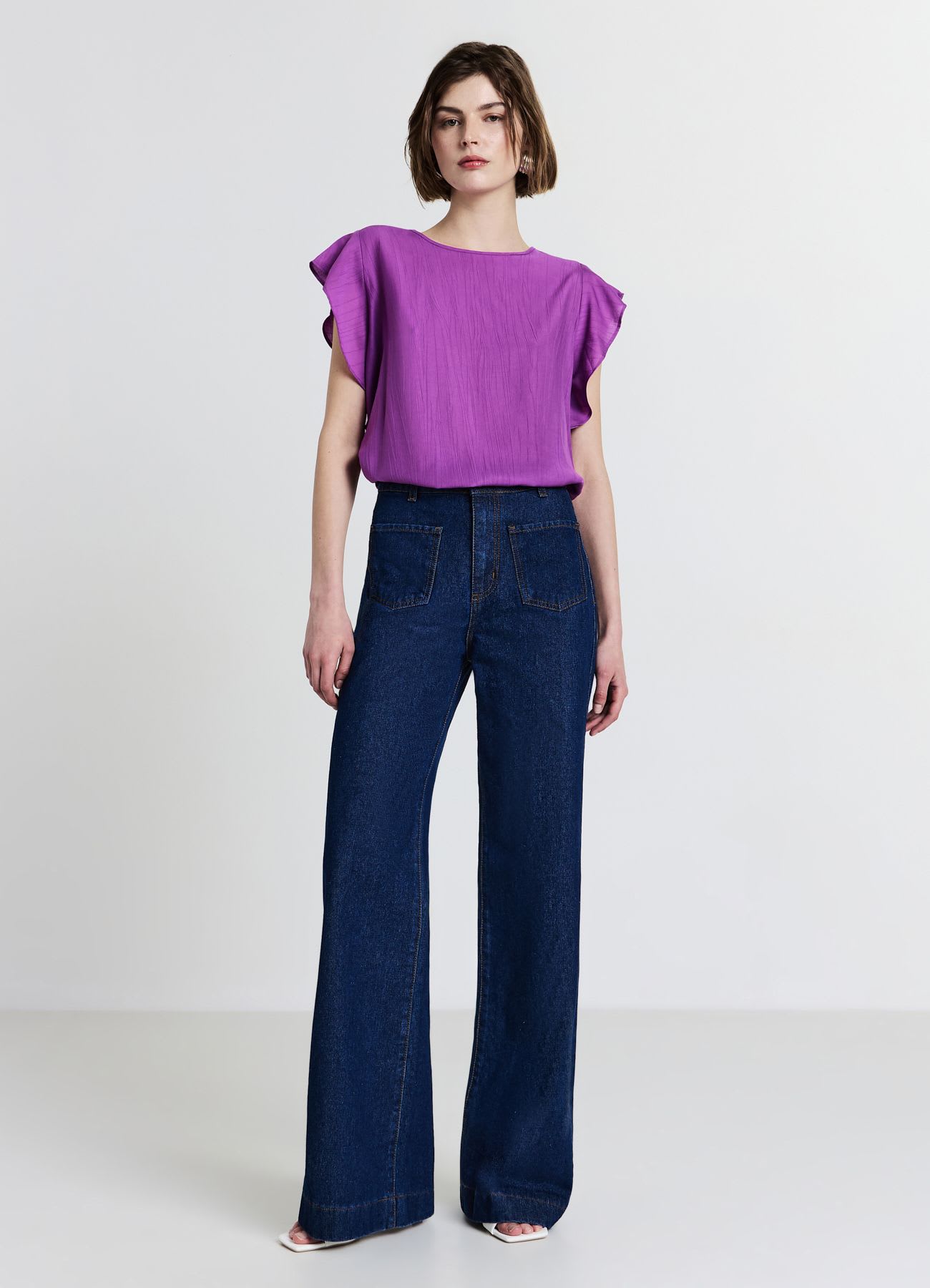 Blusa maniche con rouches