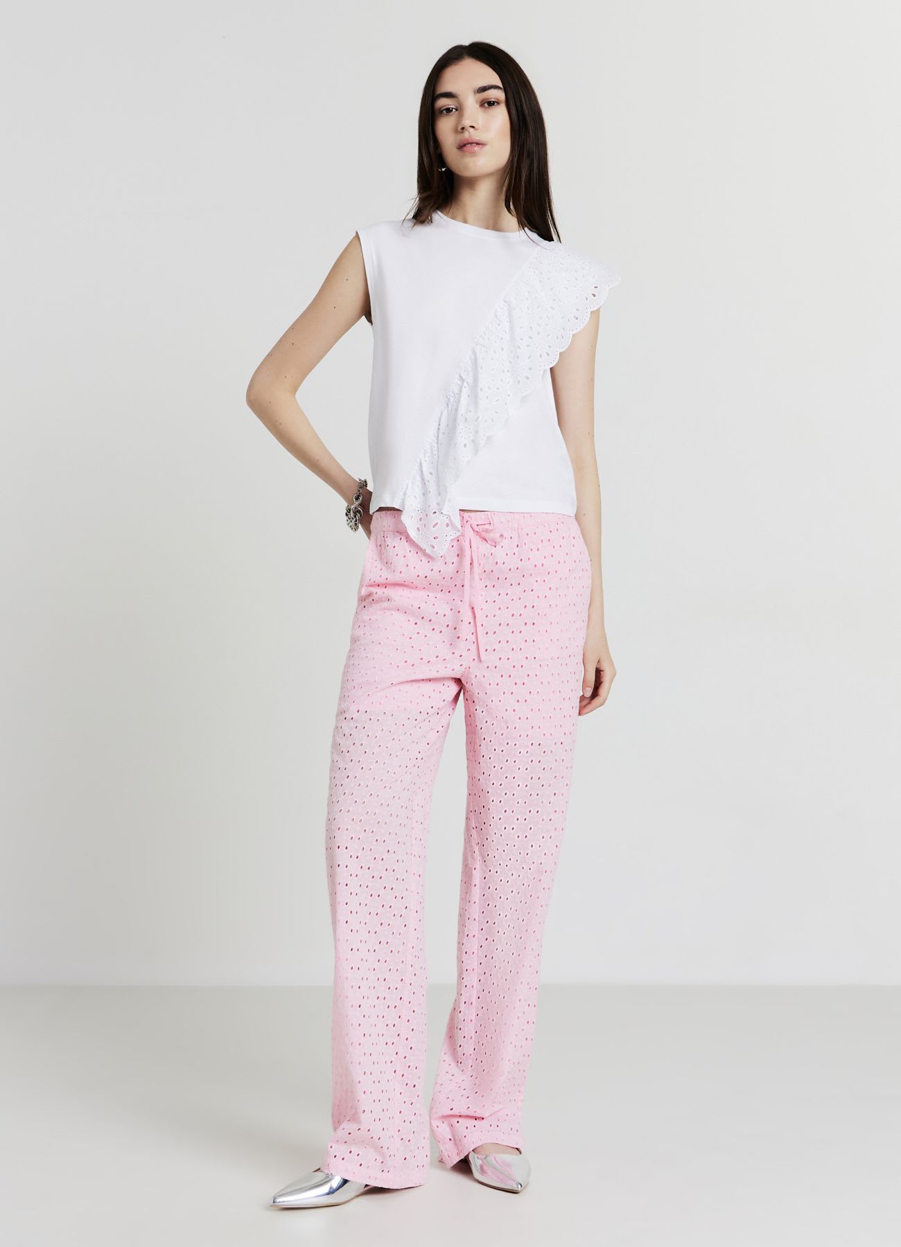 Pantalone straight in sangallo