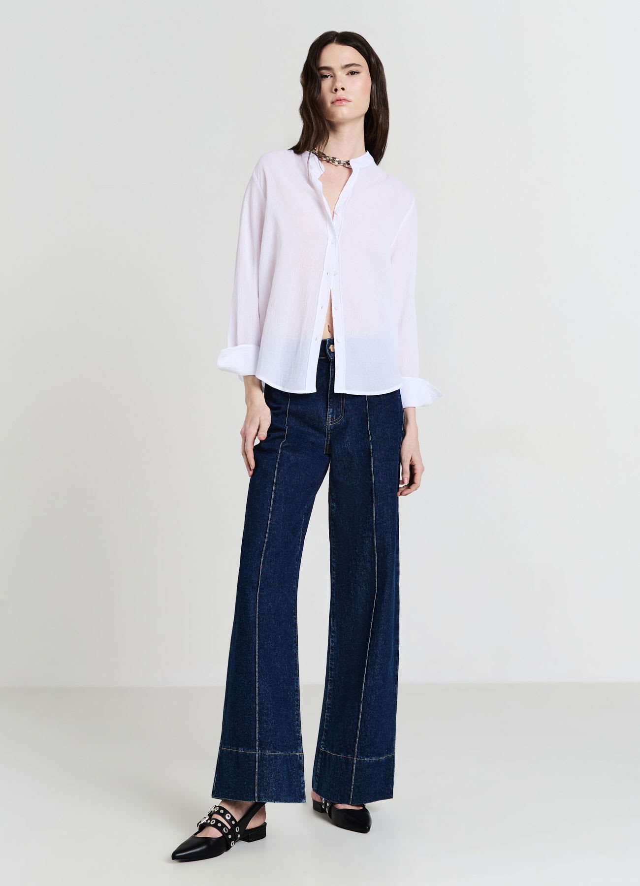Camicia coreana tinta unita
