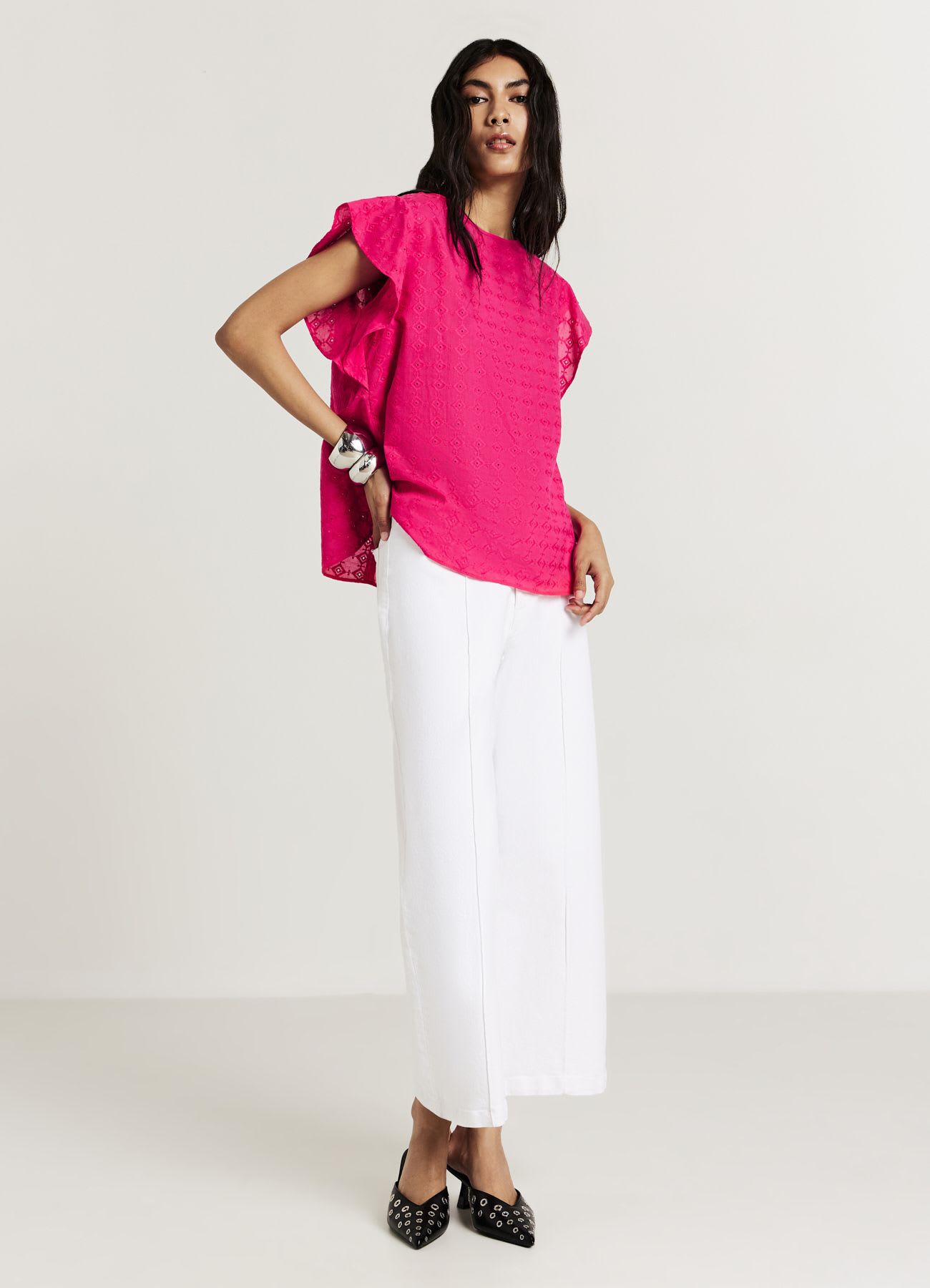 Blusa sangallo con rouches