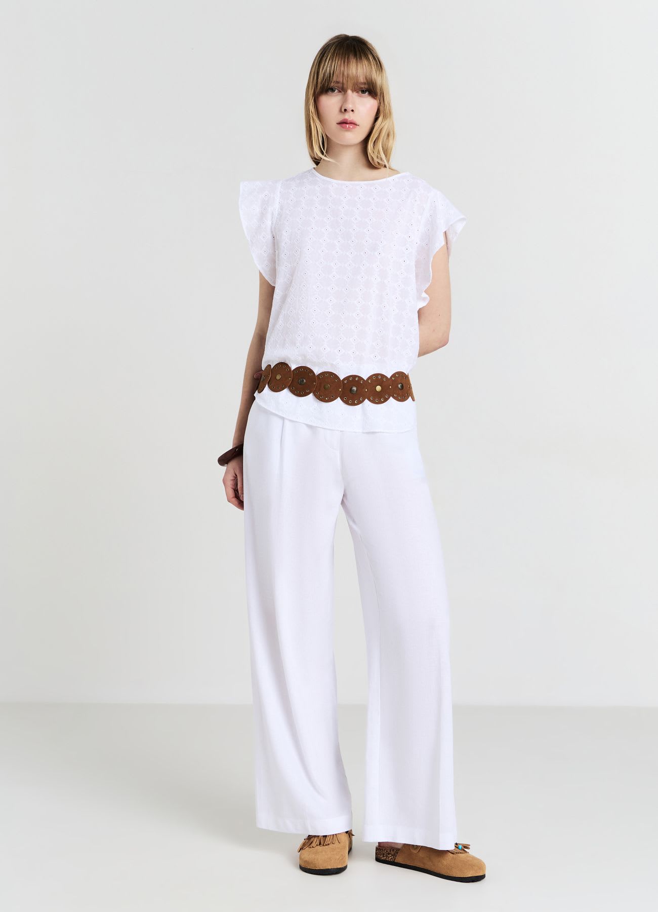Blusa sangallo con rouches