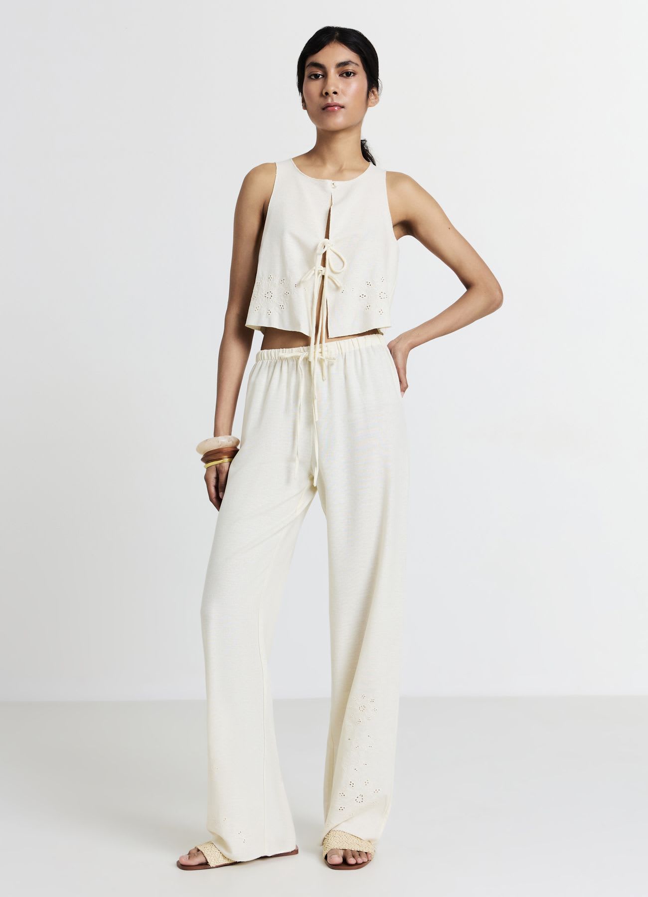 Pantalone palazzo ricami