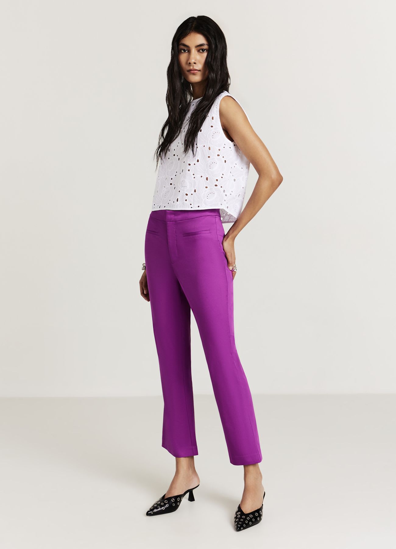 Pantalone cropped flare in rasatello