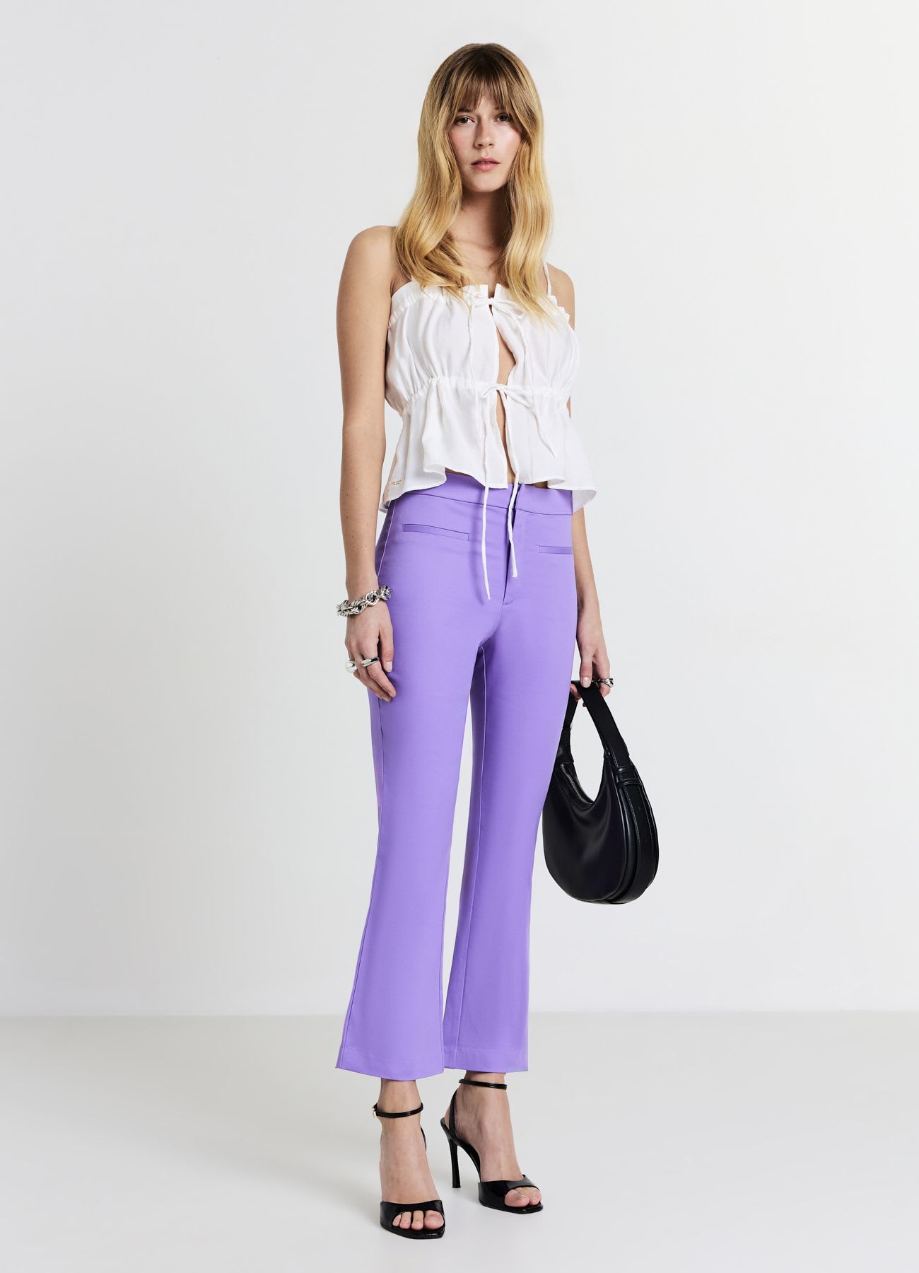 Pantalone cropped flare in rasatello