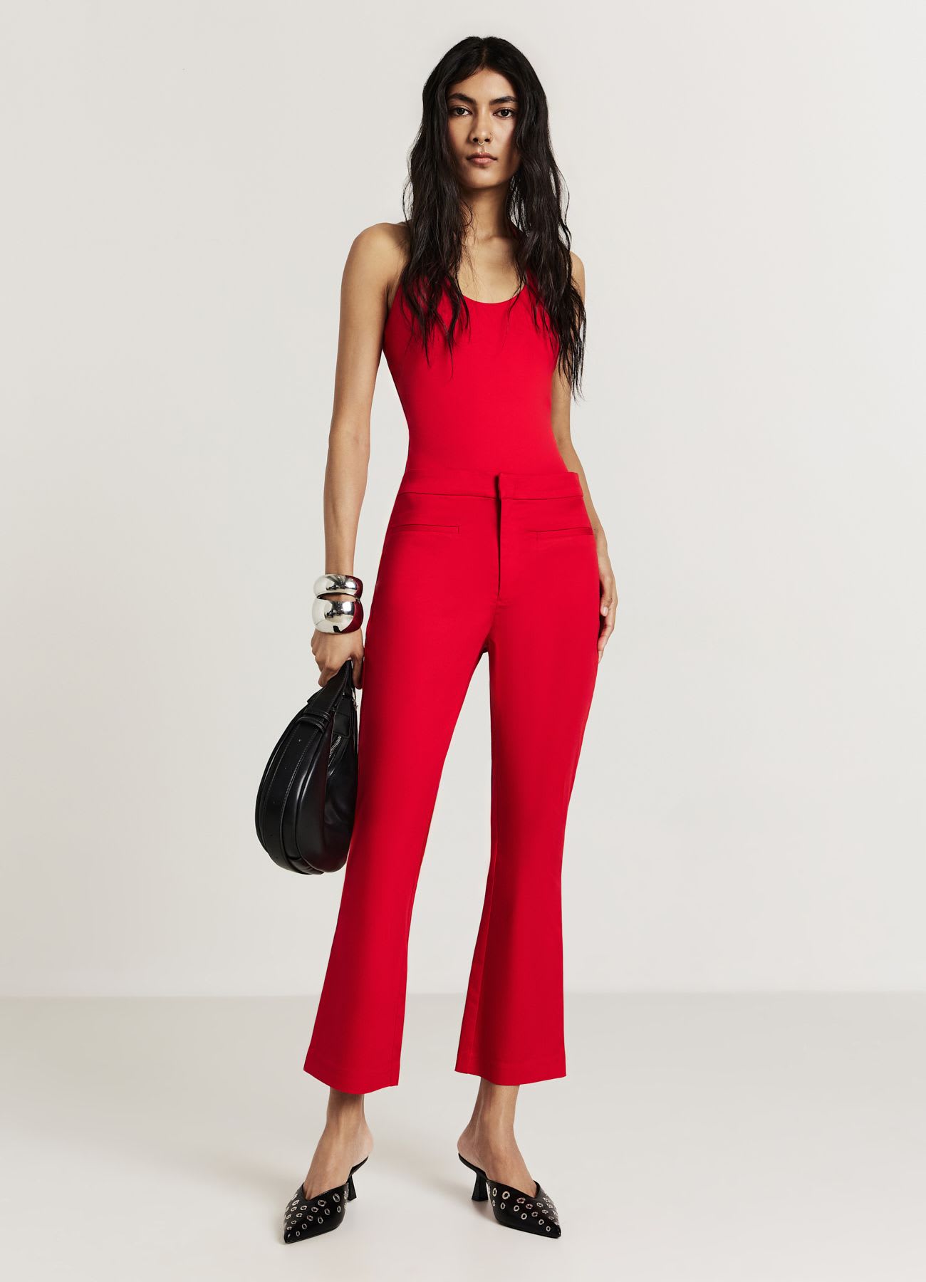 Pantalone cropped flare in rasatello