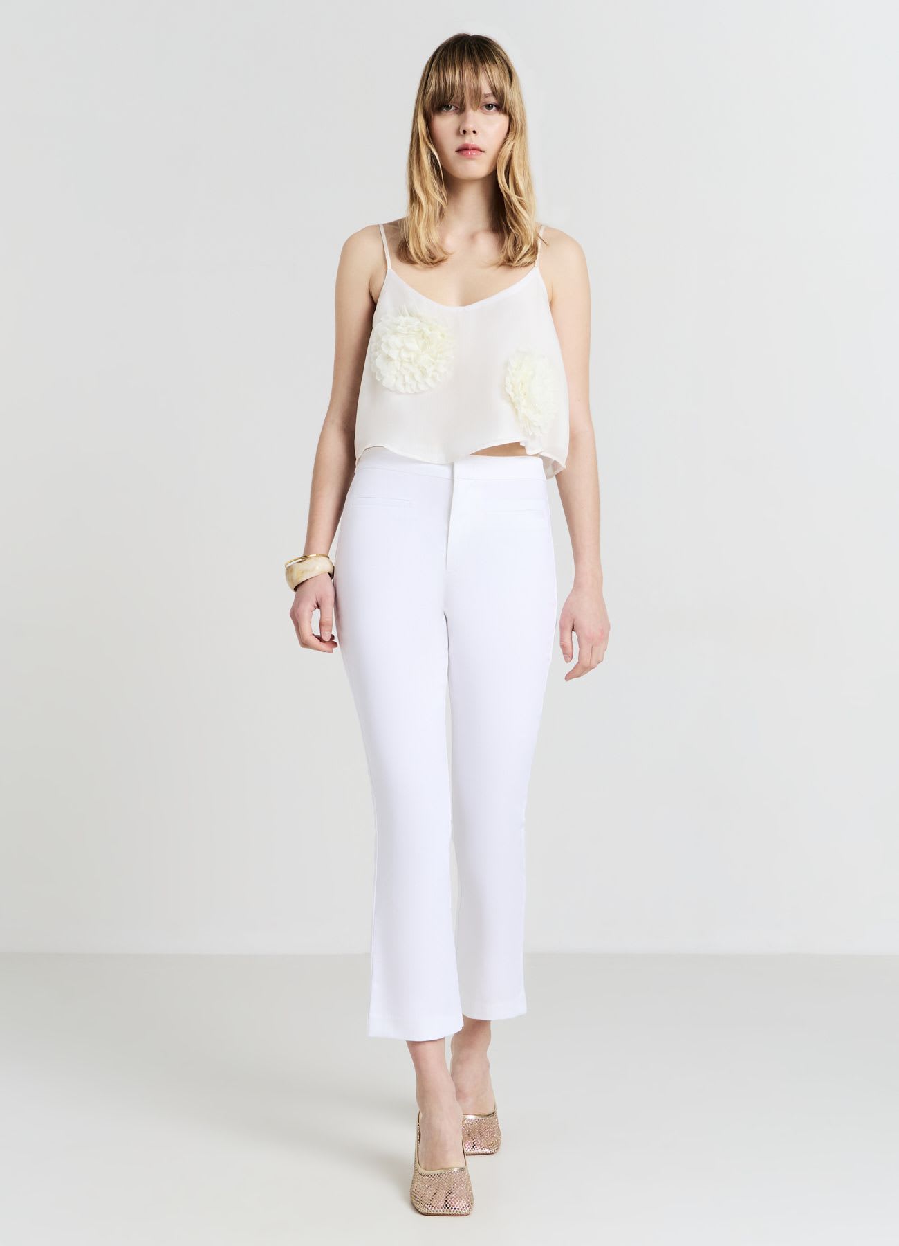 Pantalone cropped flare in rasatello