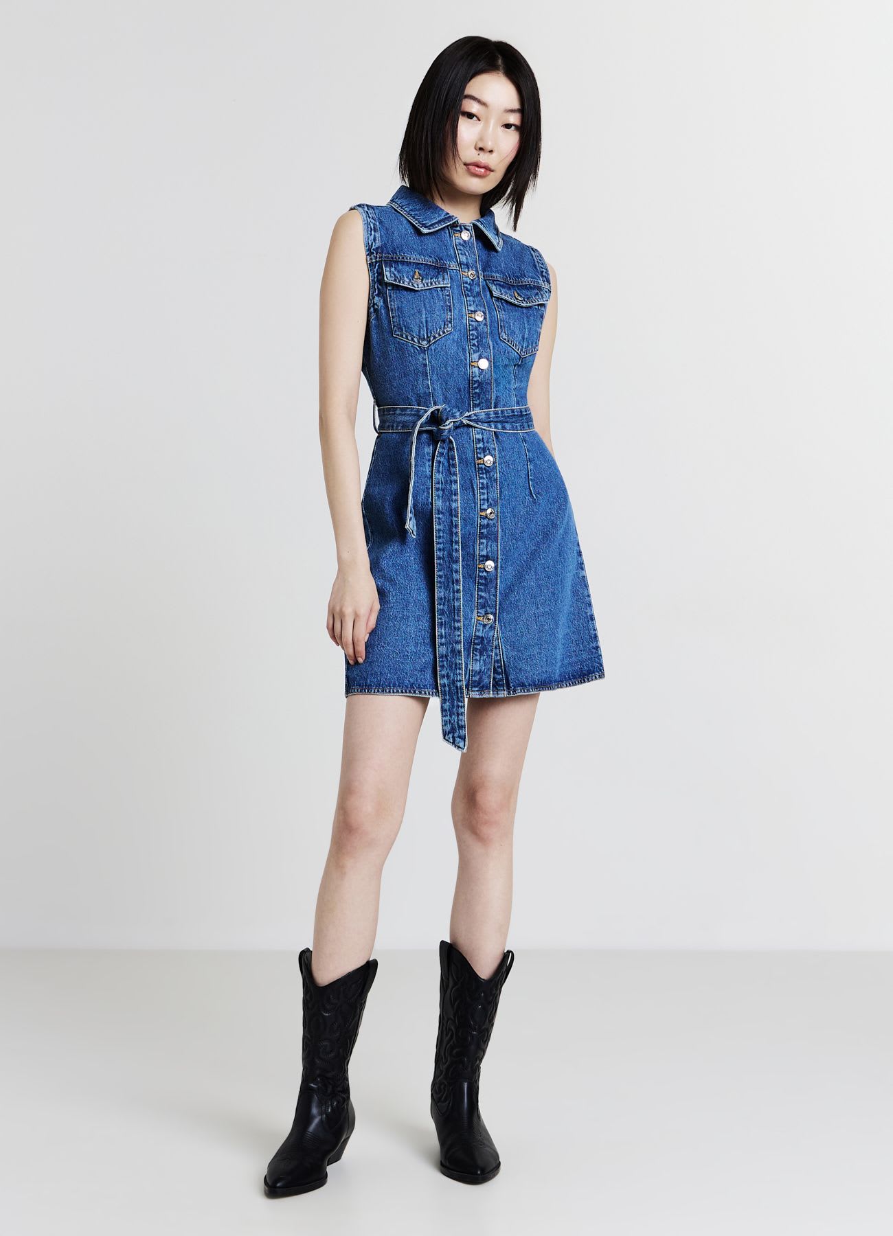 Vestito smanicato in denim