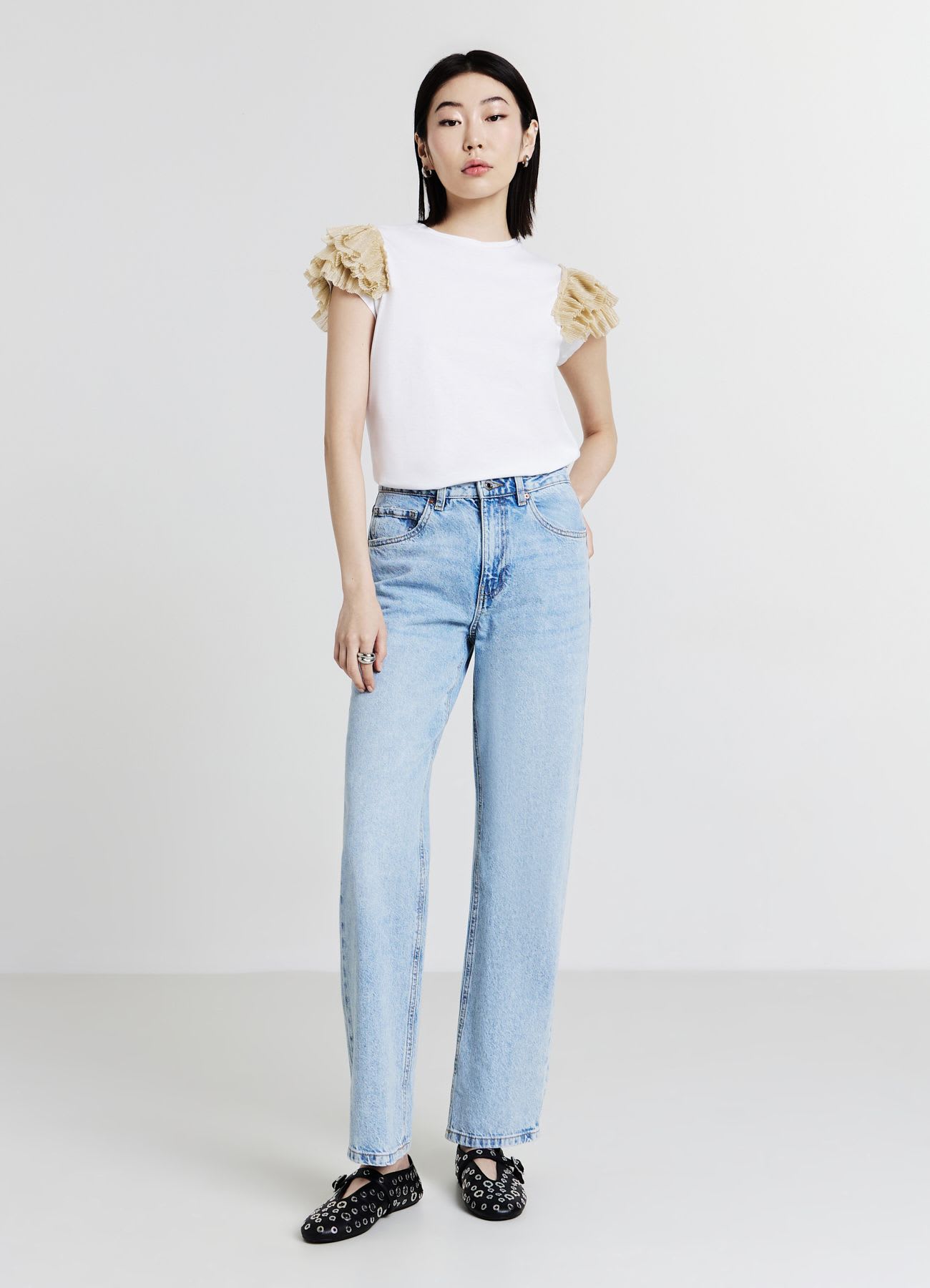 T-shirt maniche tulle