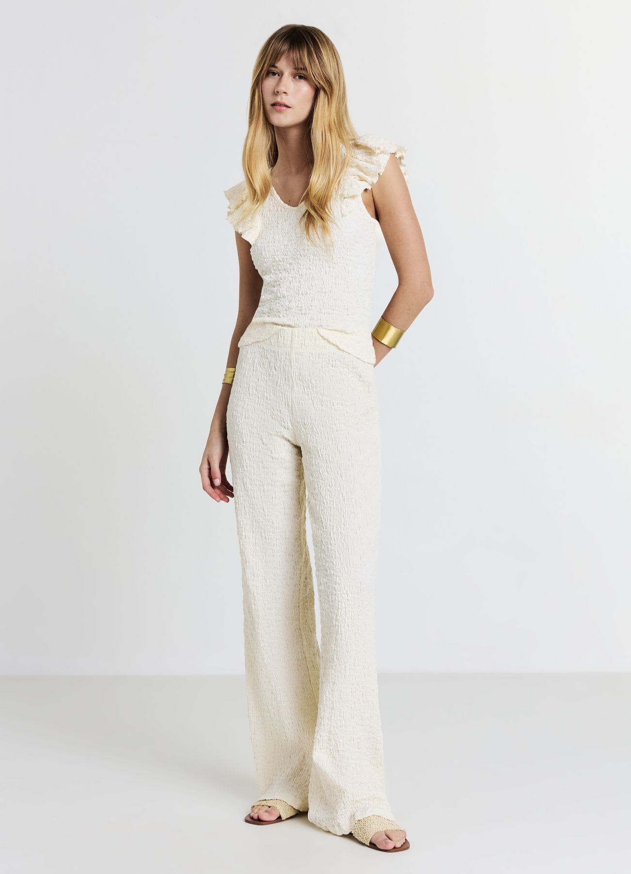Pantalone palazzo tessuto bubble