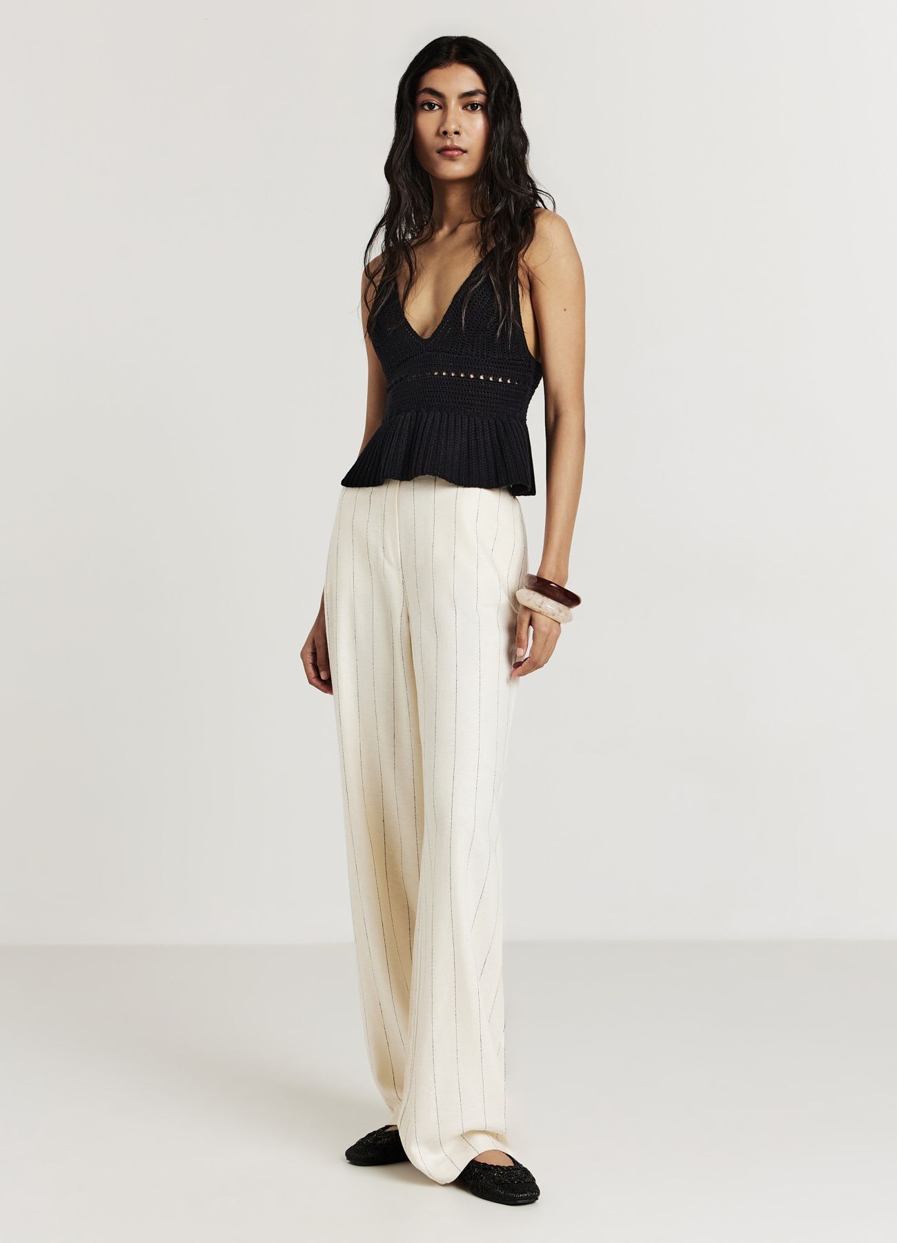 Pantalone straight gessato