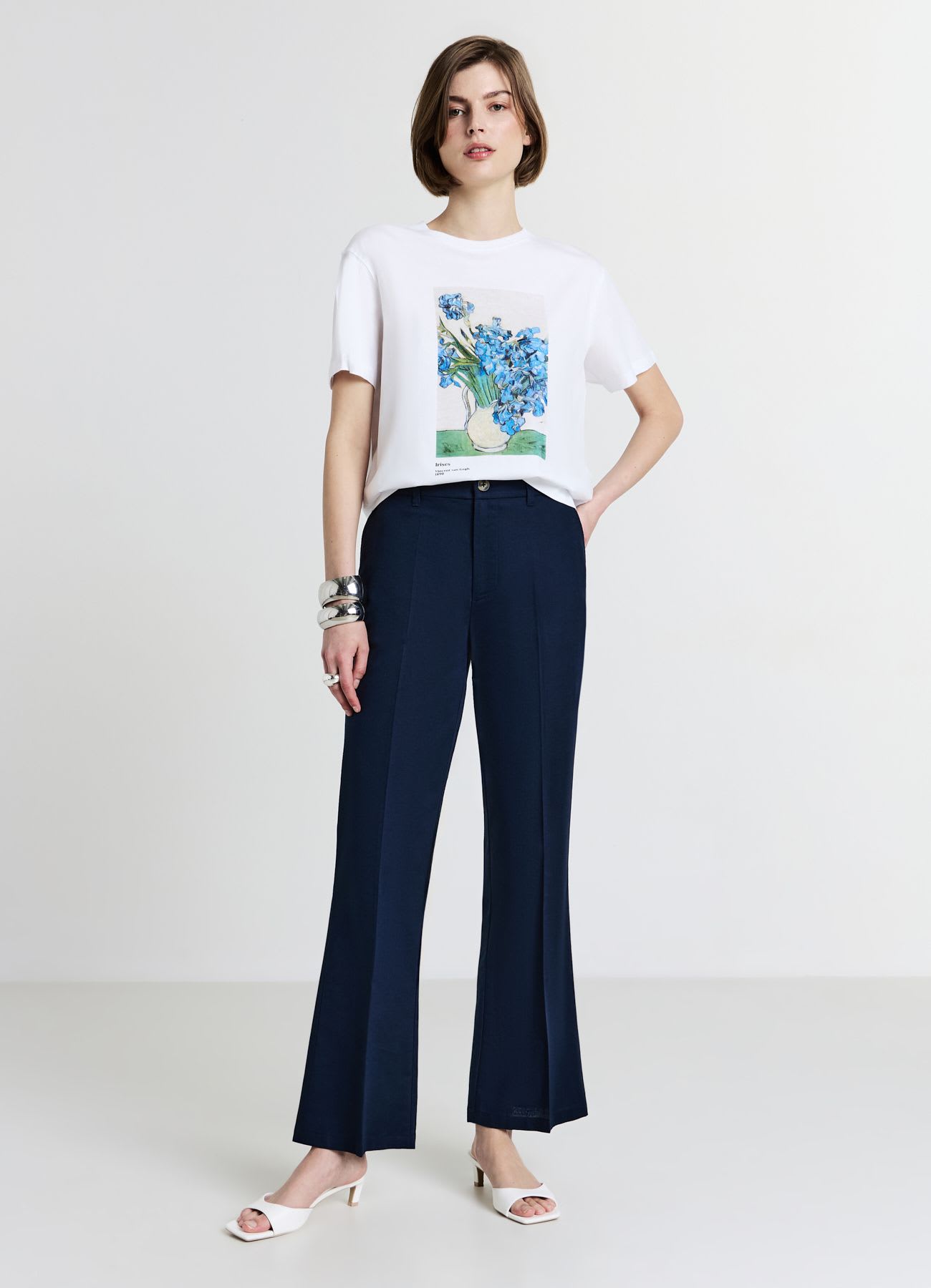 Pantalone flare in cotone
