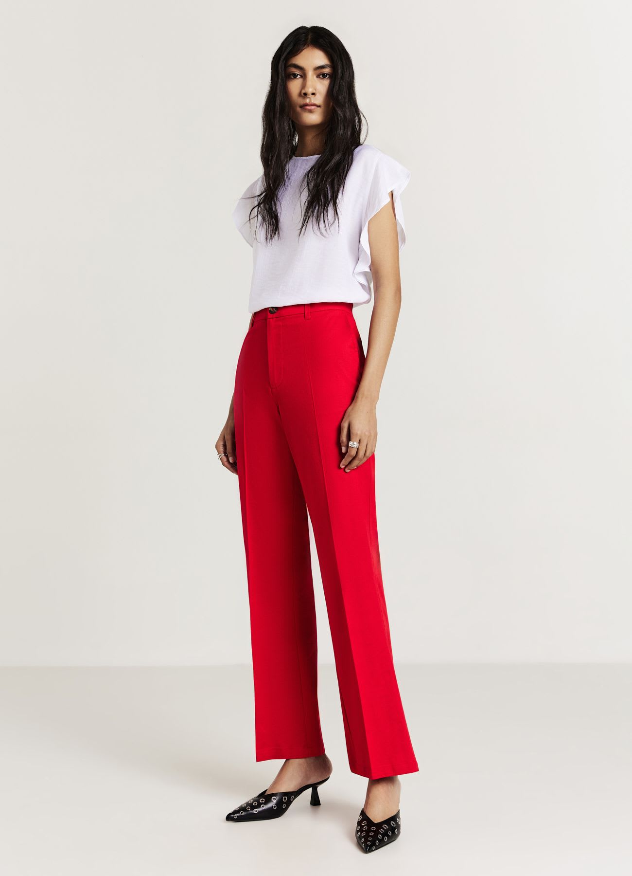 Pantalone flare in cotone