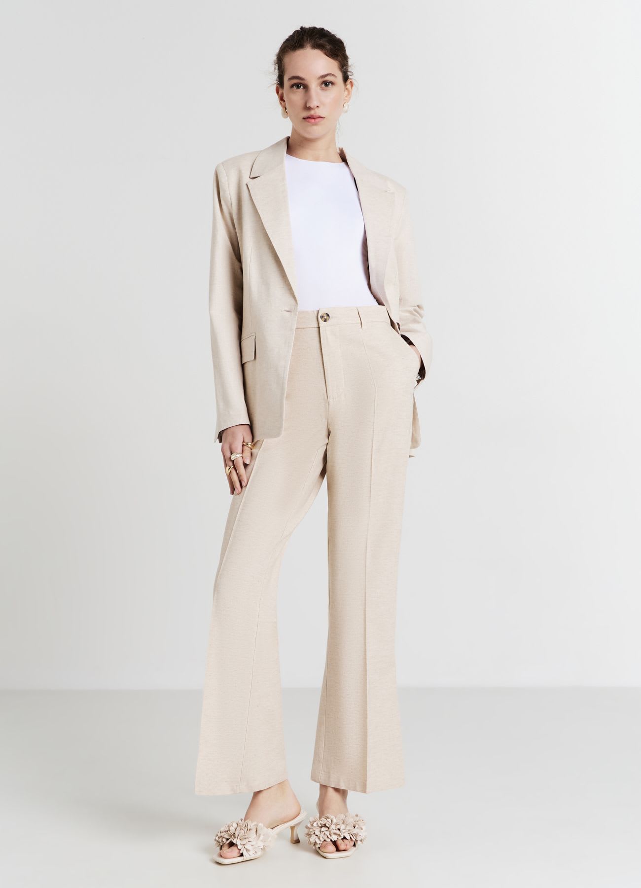 Pantalone flare in cotone