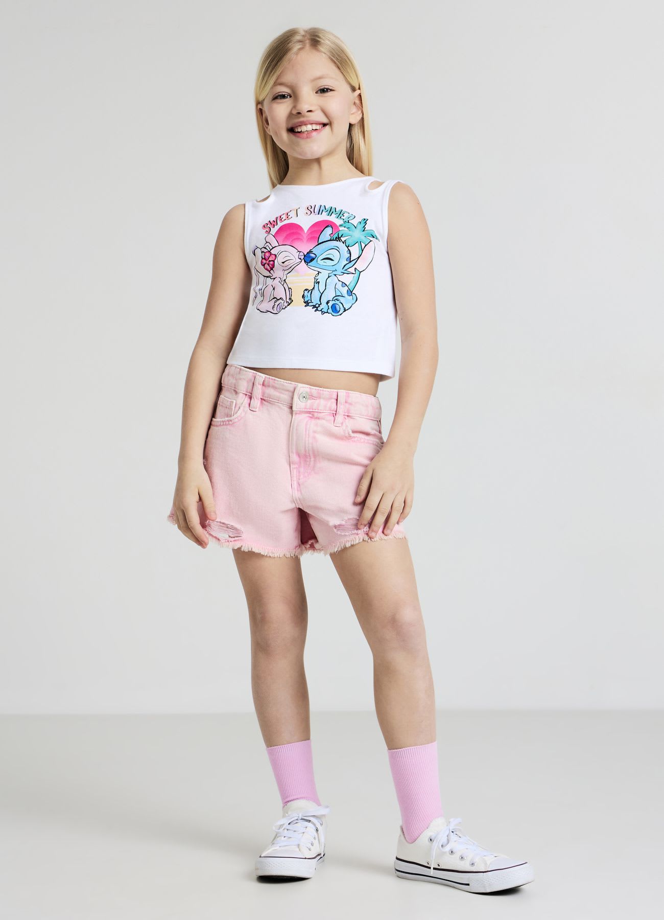 Top stampa Stitch e Angel