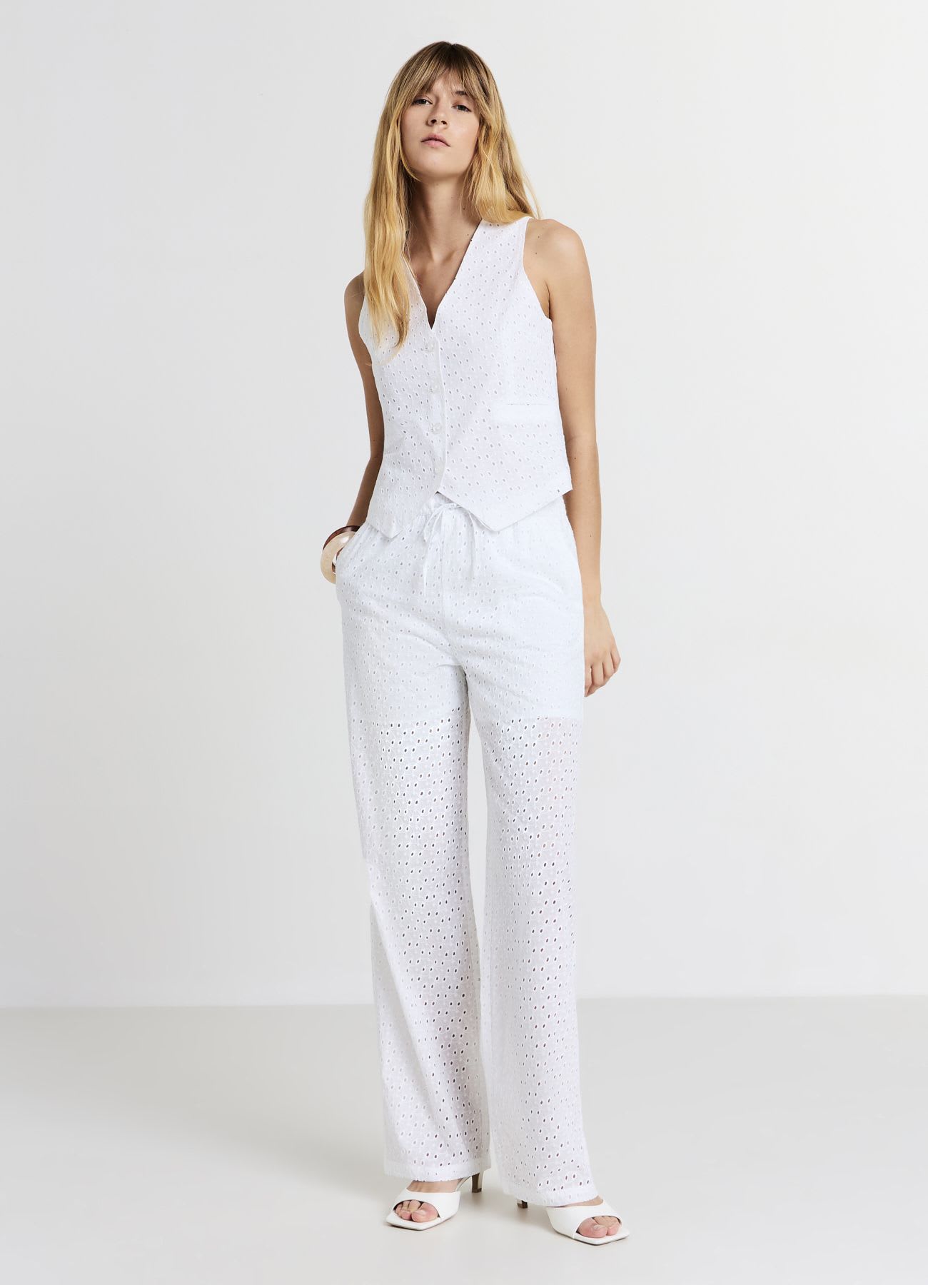 Pantalone straight in sangallo