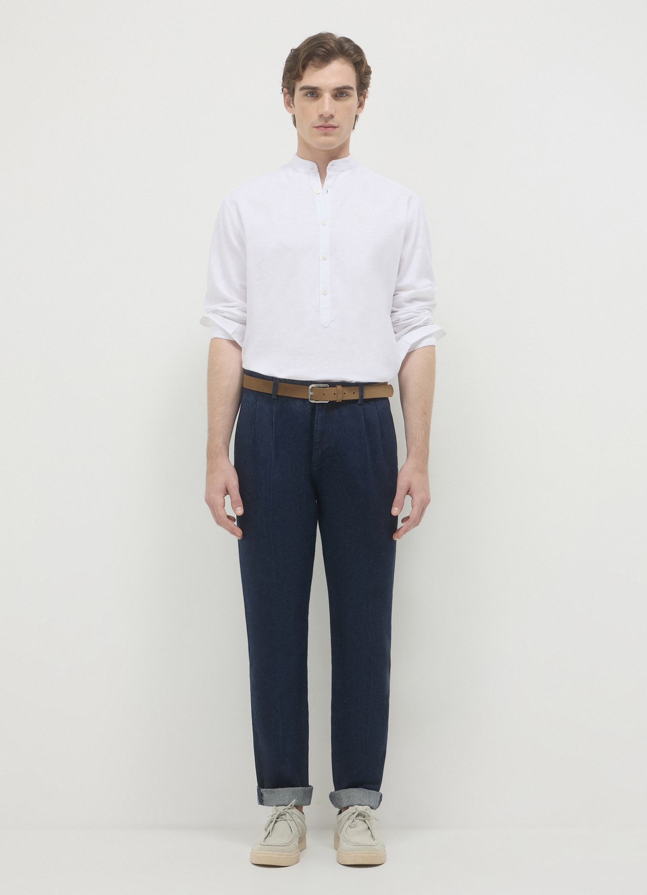 Camicia coreana misto lino
