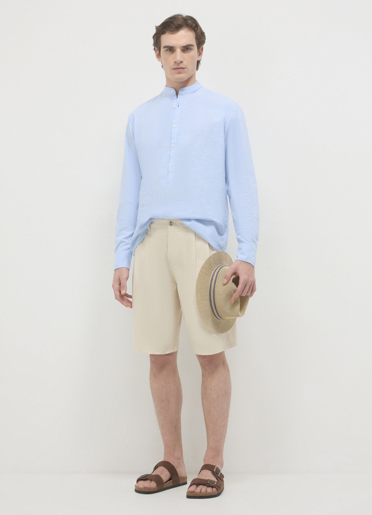 Camicia coreana misto lino