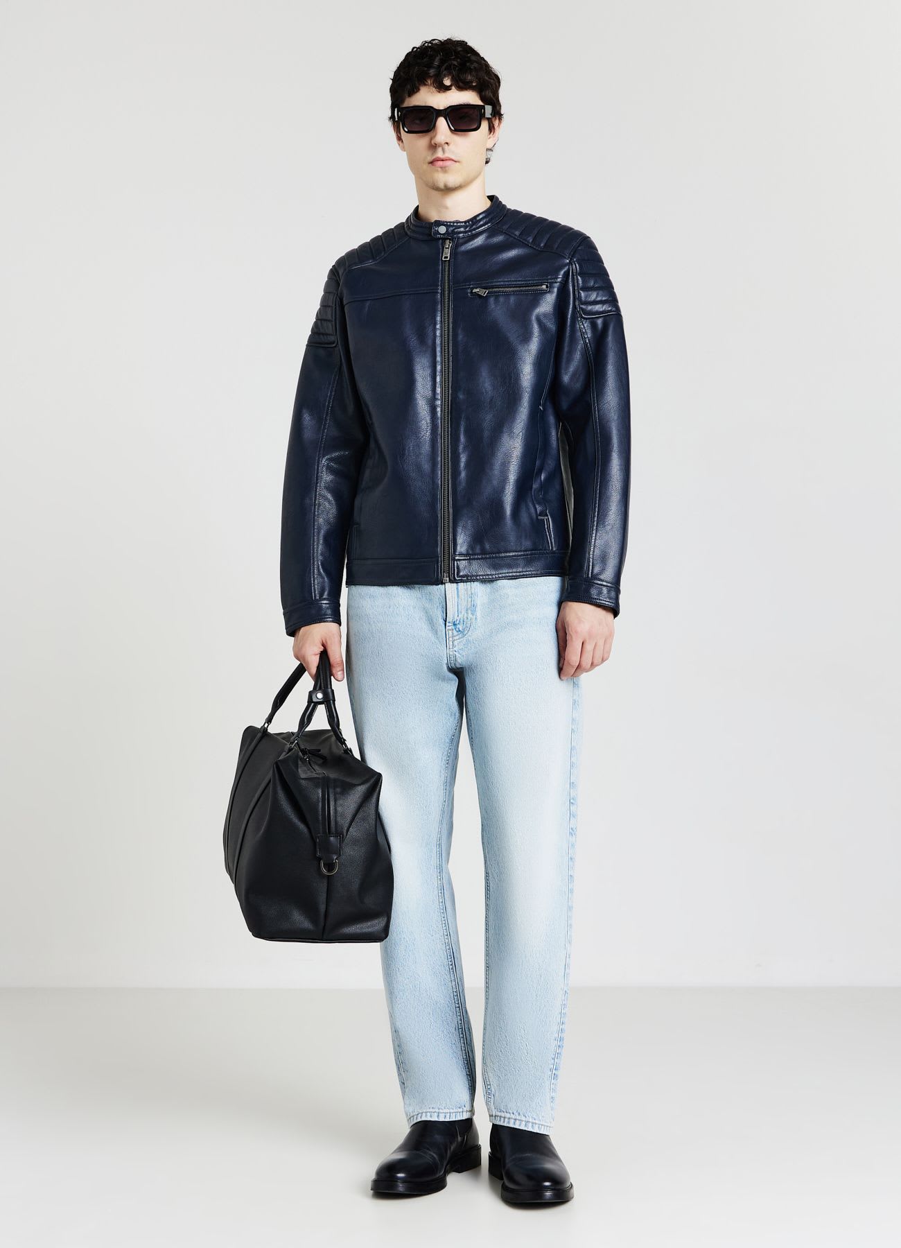 Giubbotto biker similpelle