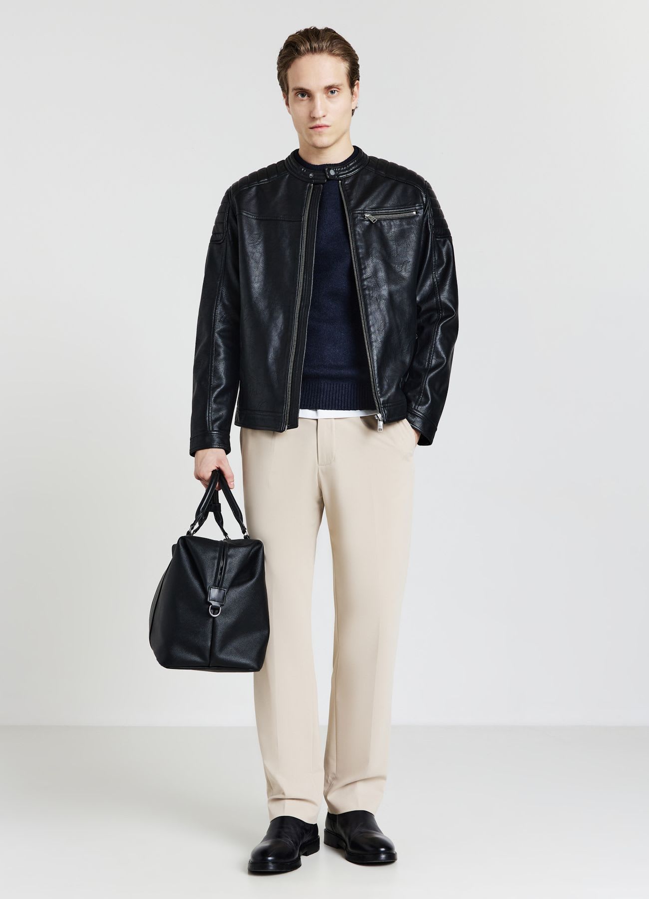 Giubbotto biker similpelle