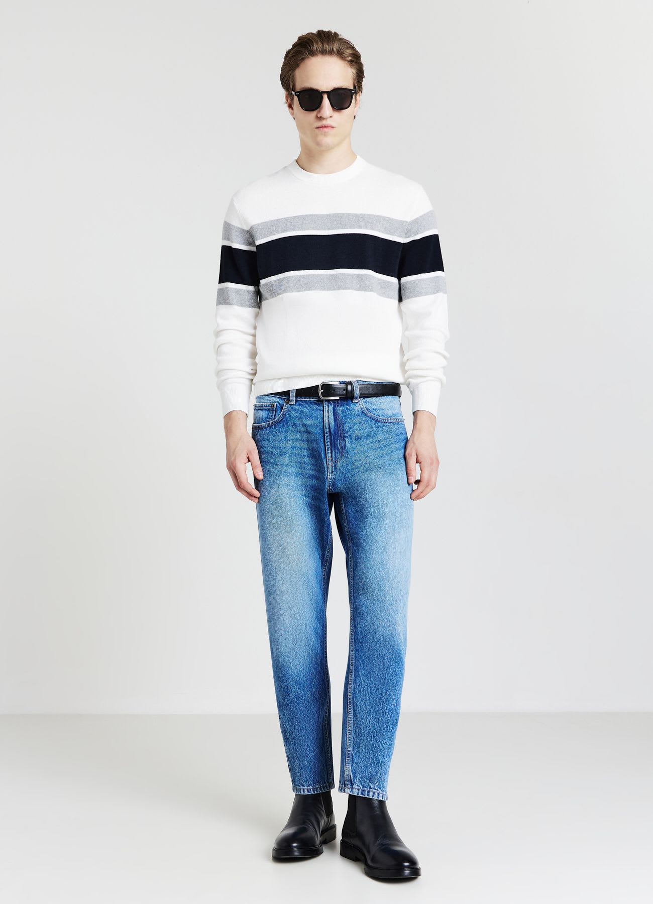 Maglia girocollo con bande