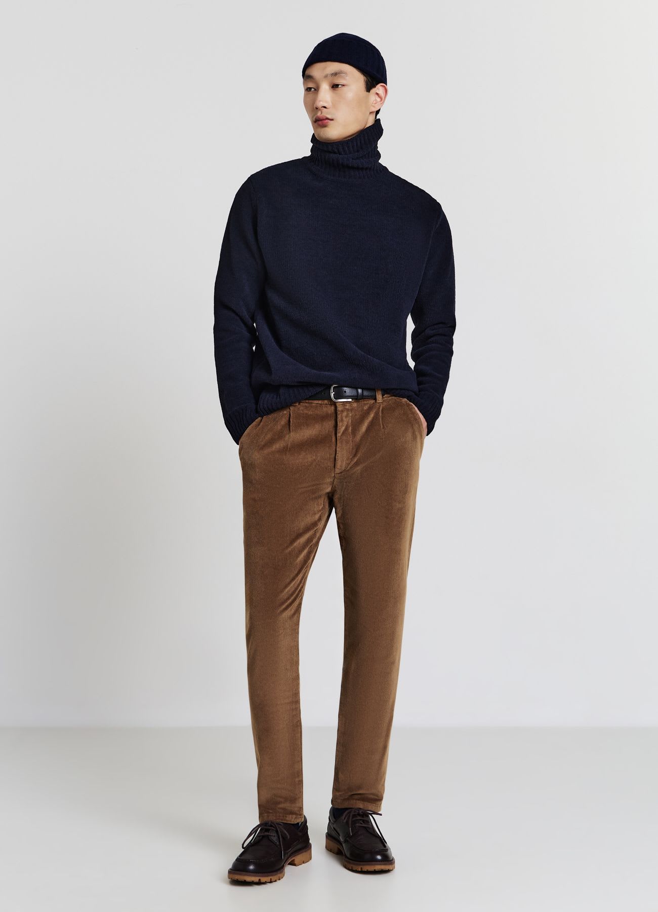 Pantaloni chino effetto velluto a coste