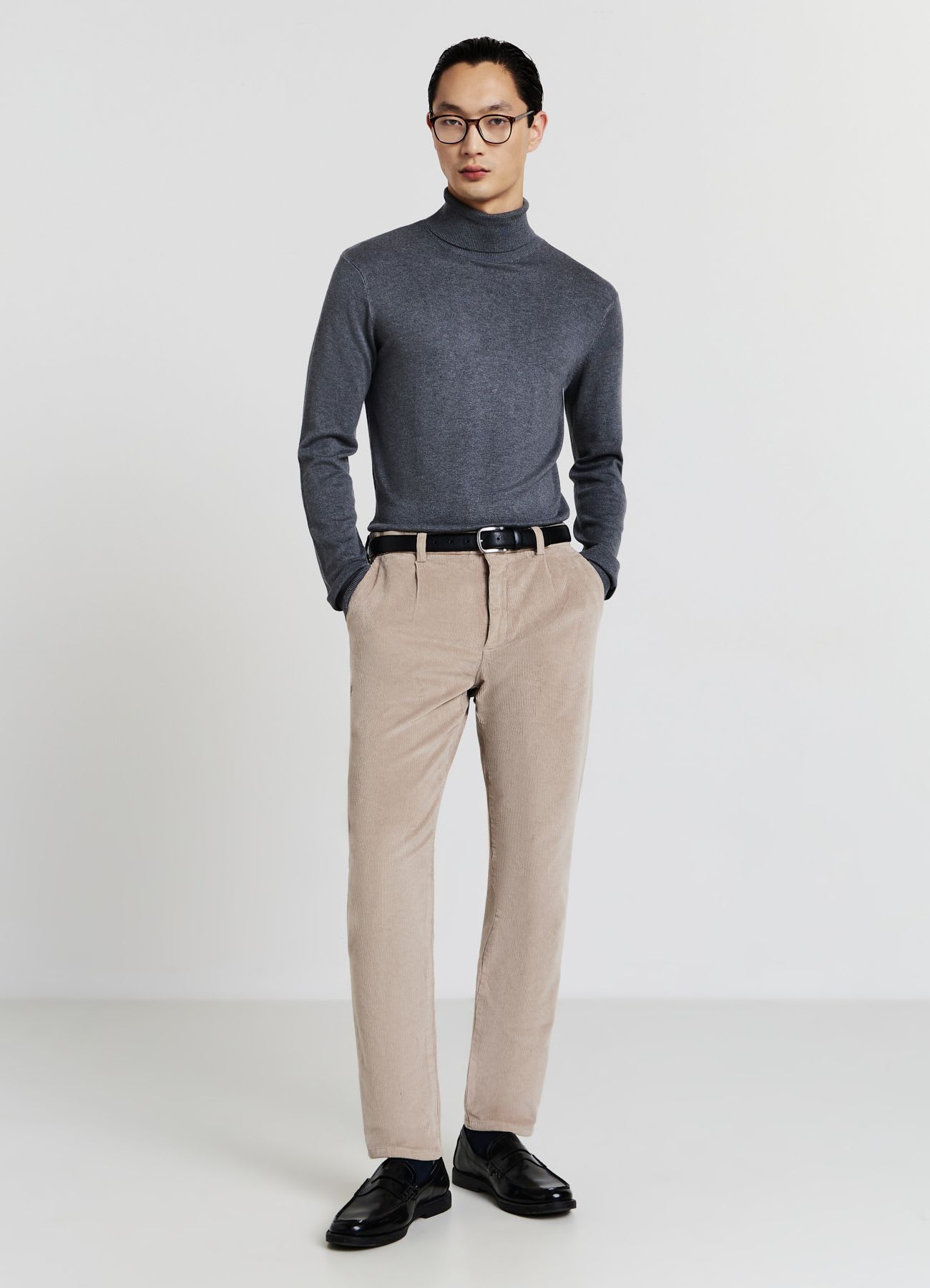 Pantaloni chino effetto velluto a coste