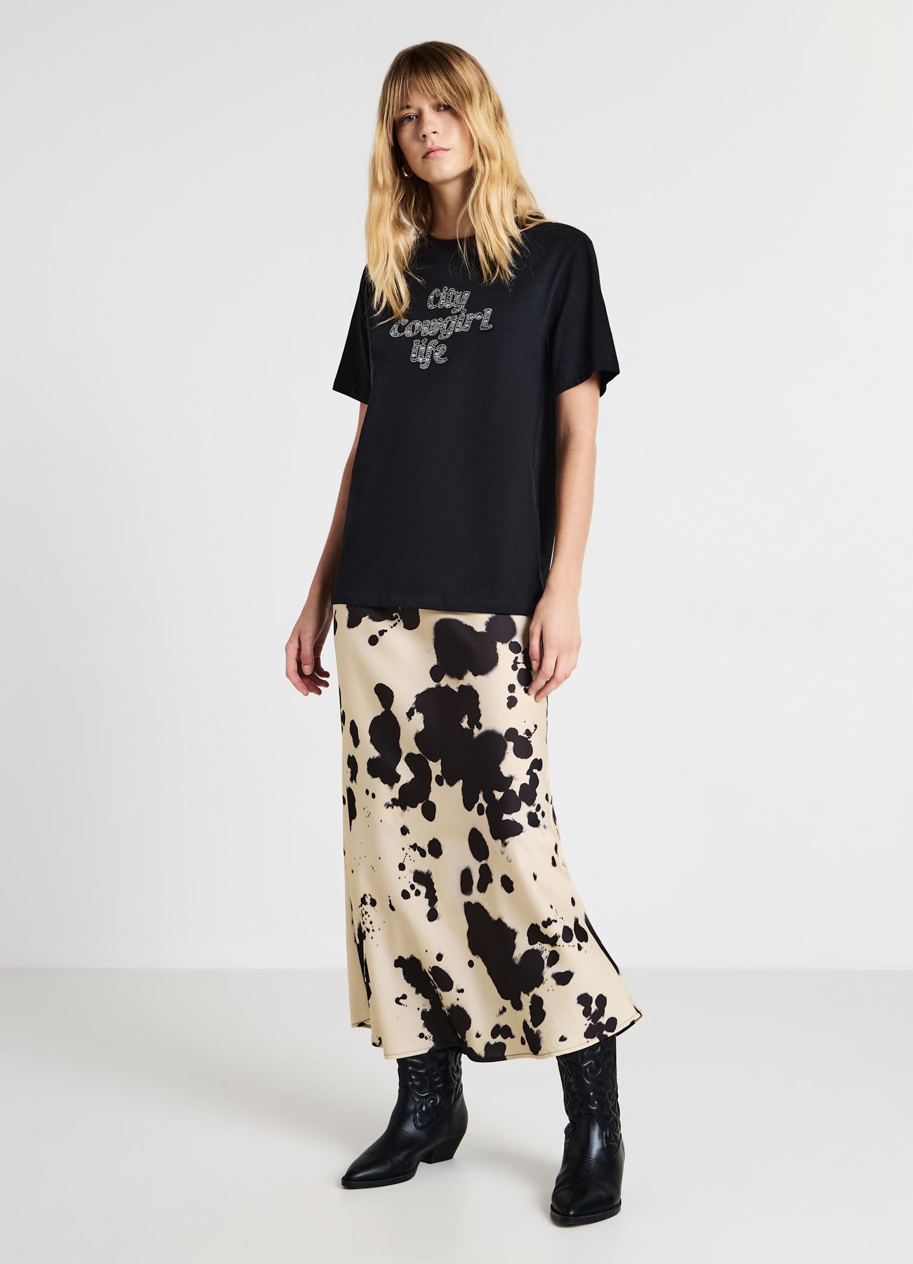 Gonna longuette animalier svasata