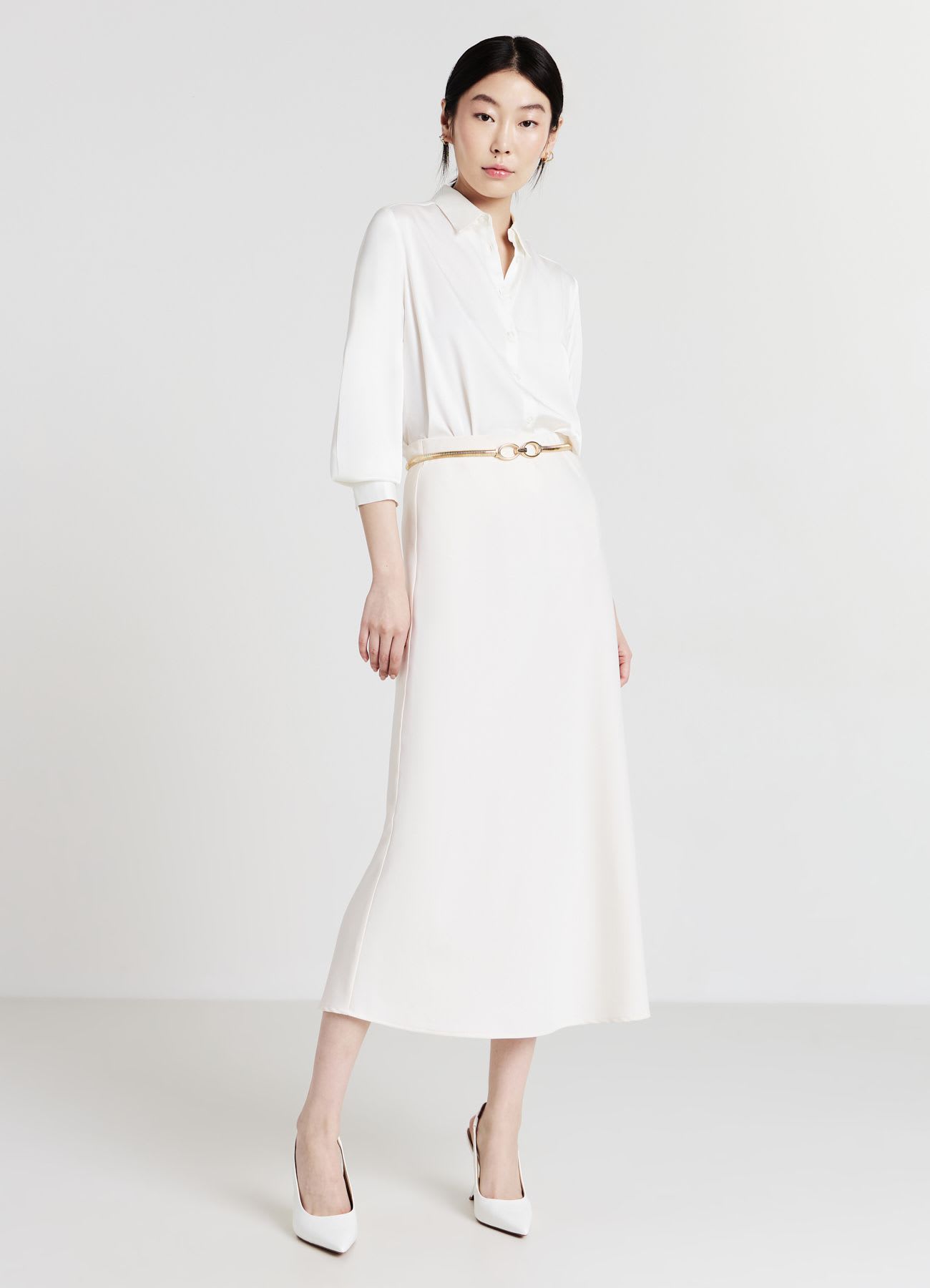 Camicia classica in simil satin