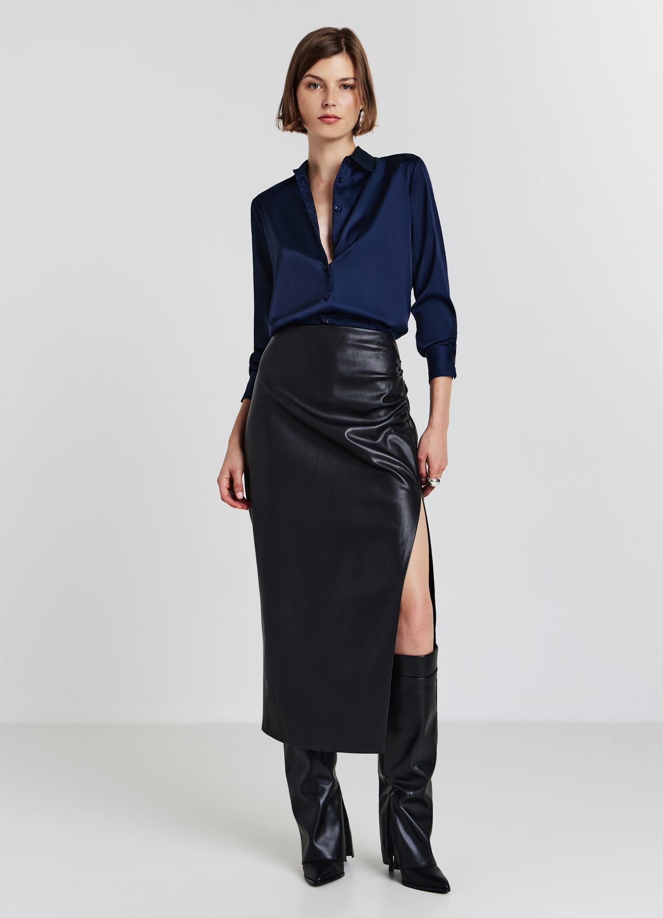 Camicia classica in simil satin