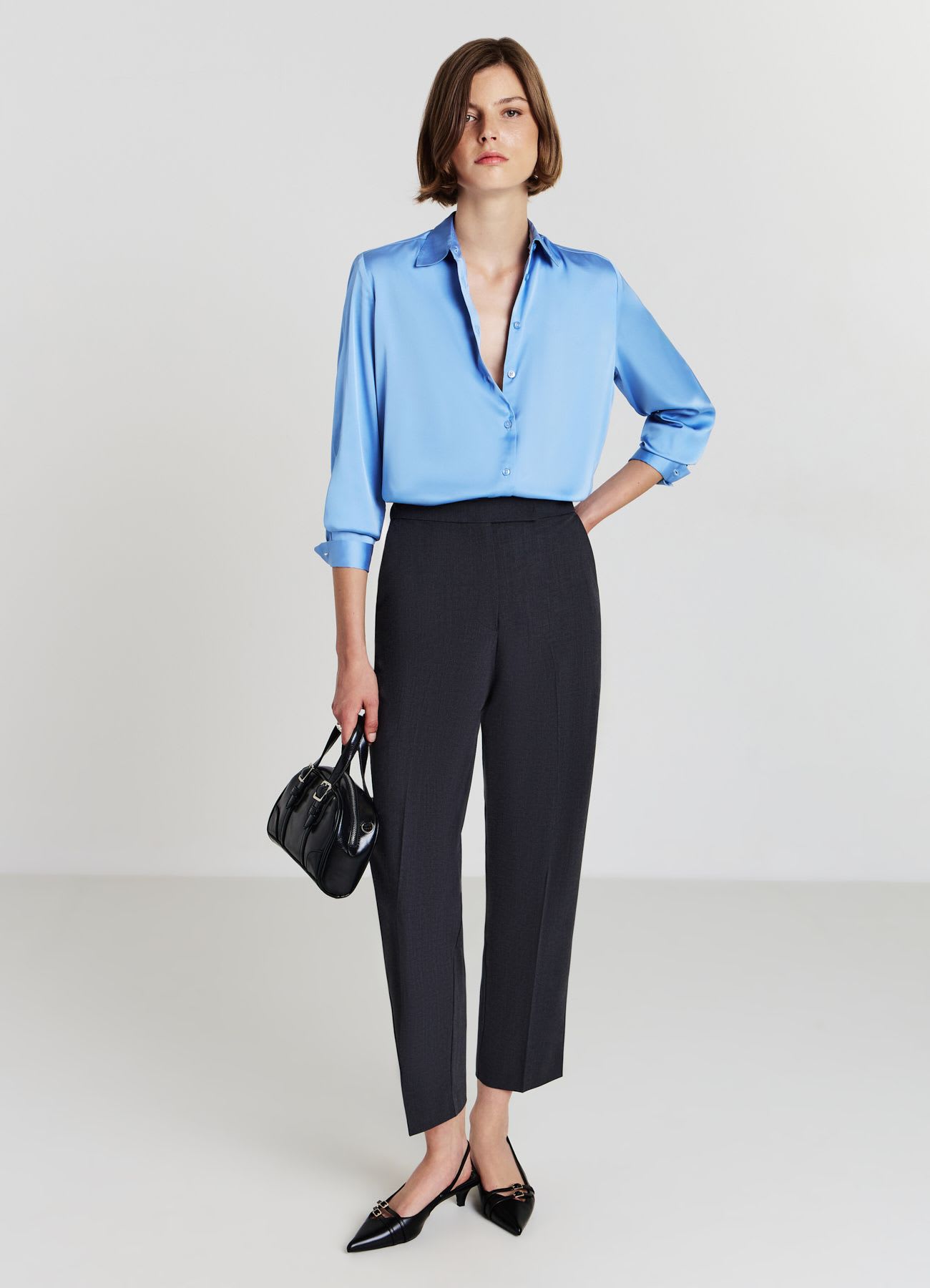 Camicia classica in simil satin