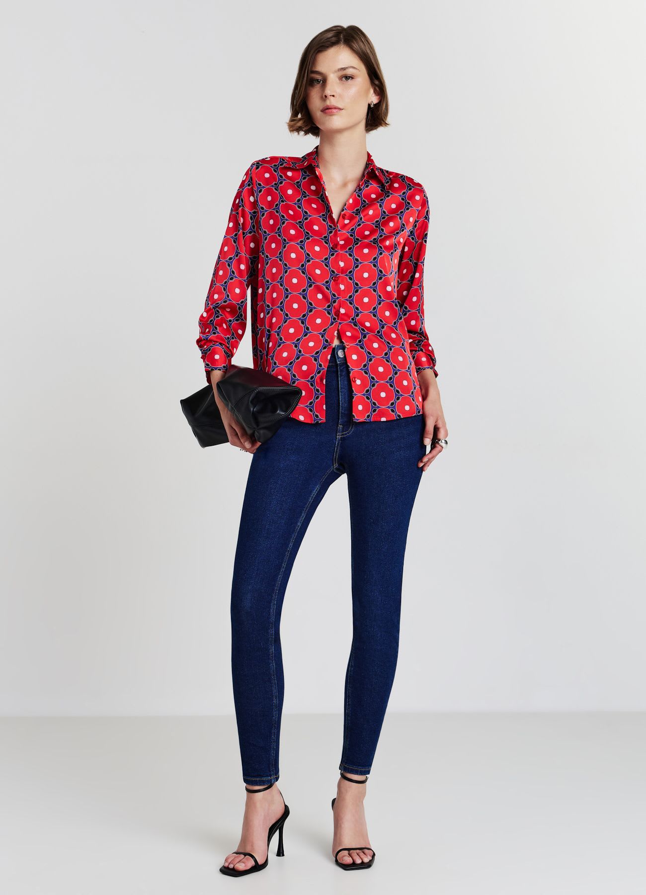 Camicia simil satin fantasia