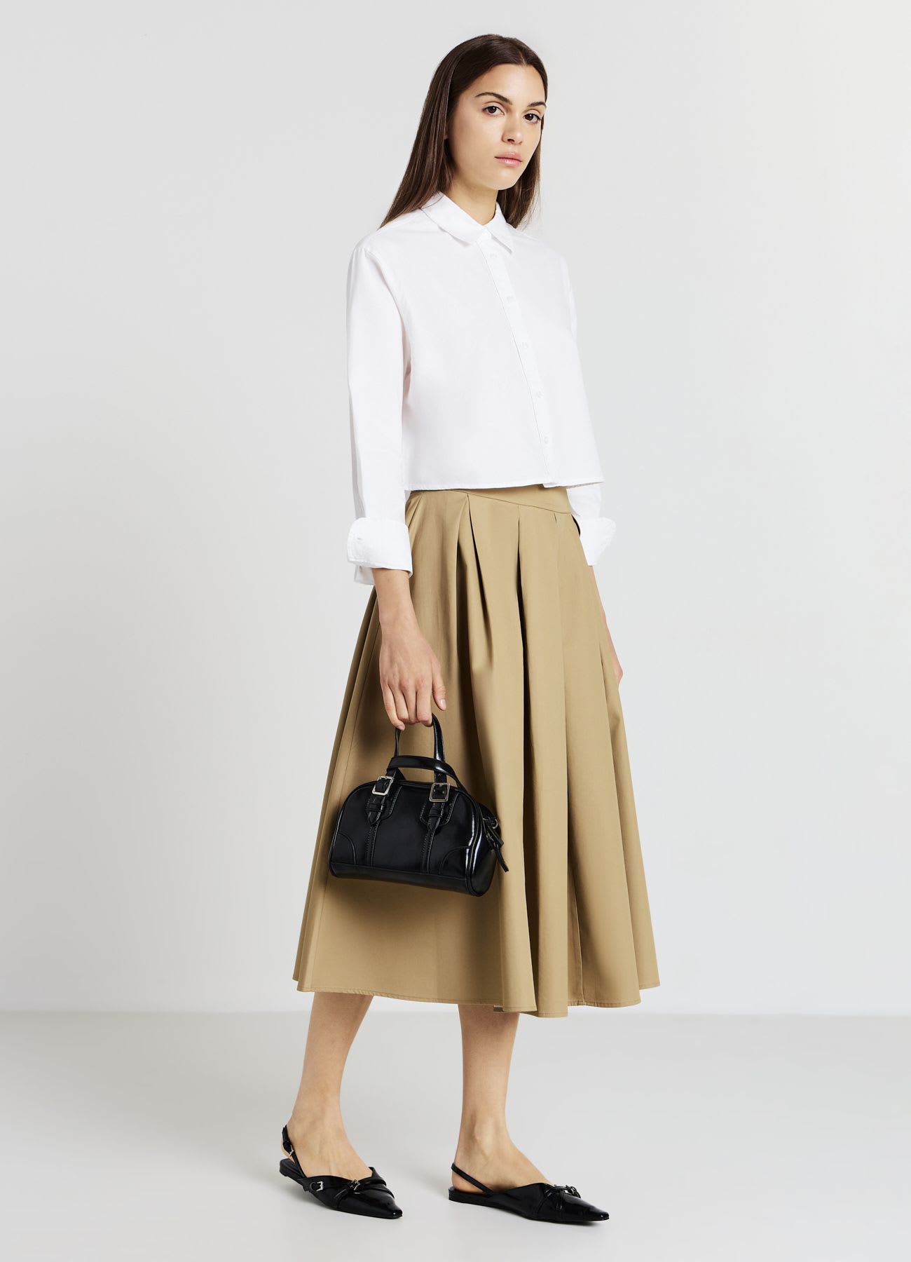 Camicia crop in cotone
