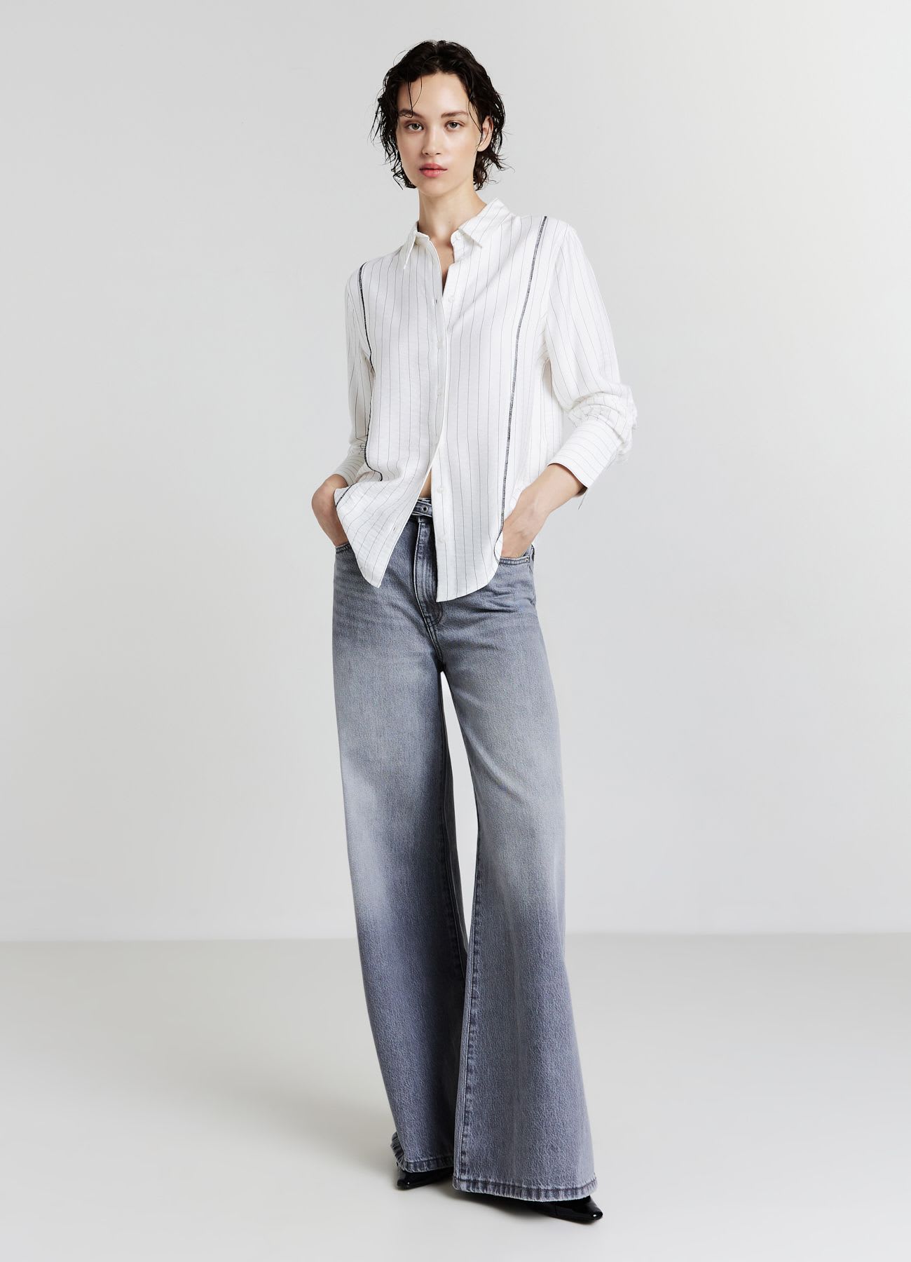Camicia a maniche lunghe con righe