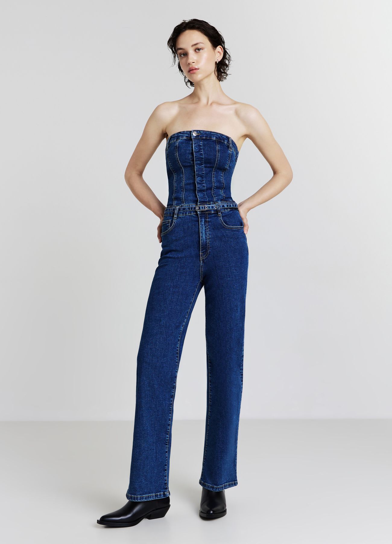 Tuta denim a fascia