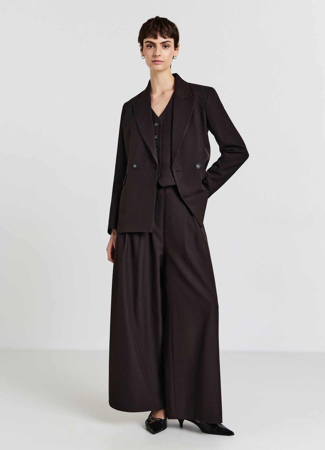 Pantaloni crop wide spinato