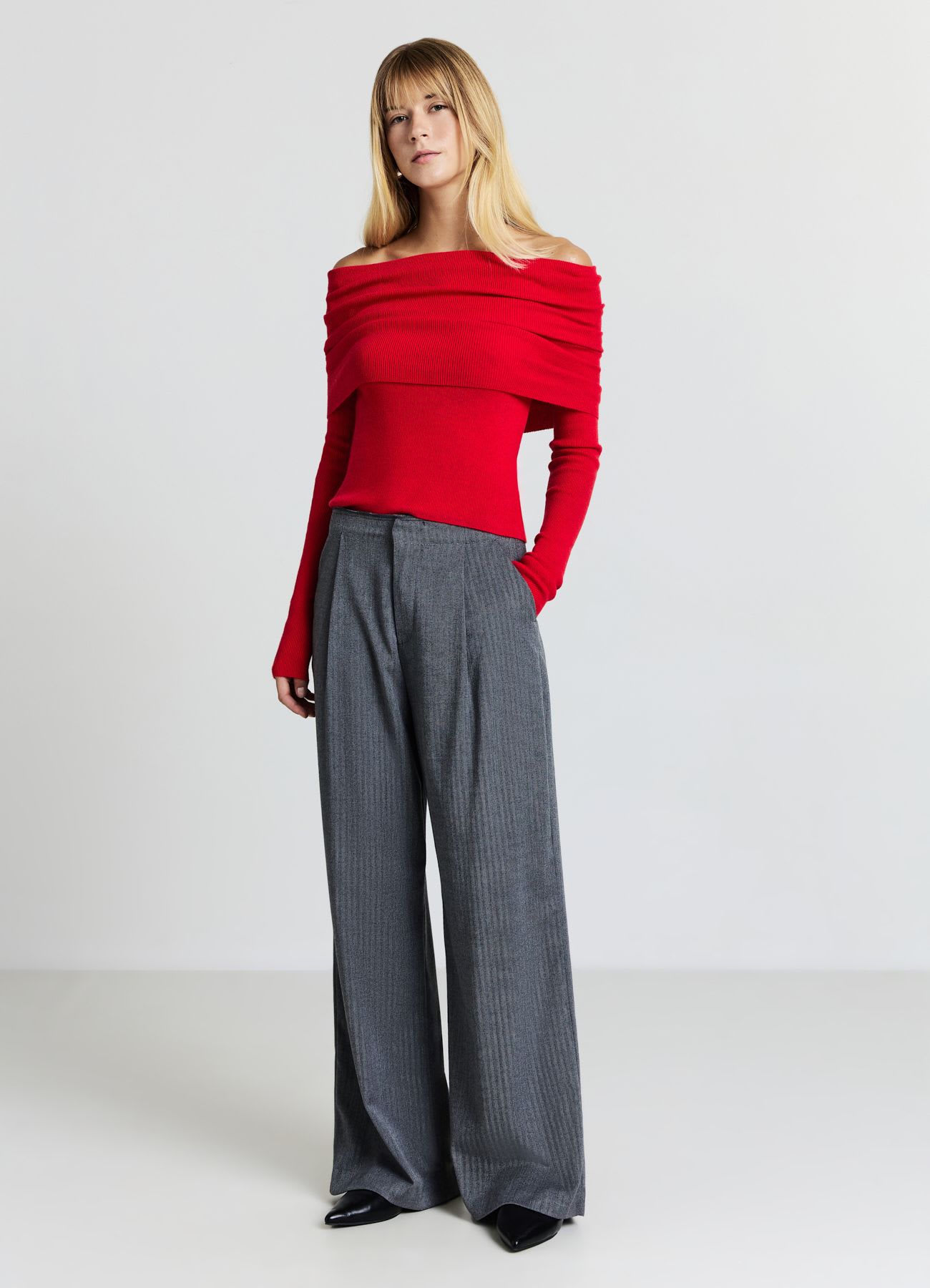 Pantaloni palazzo spigato