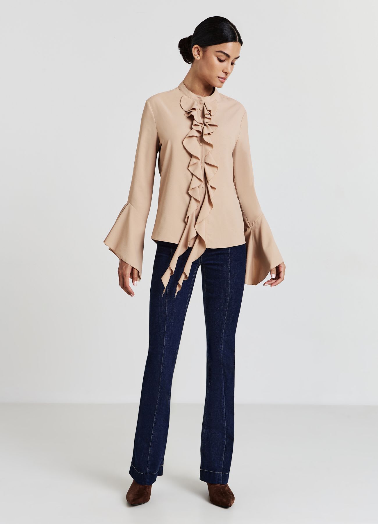 Blusa serafino con rouches