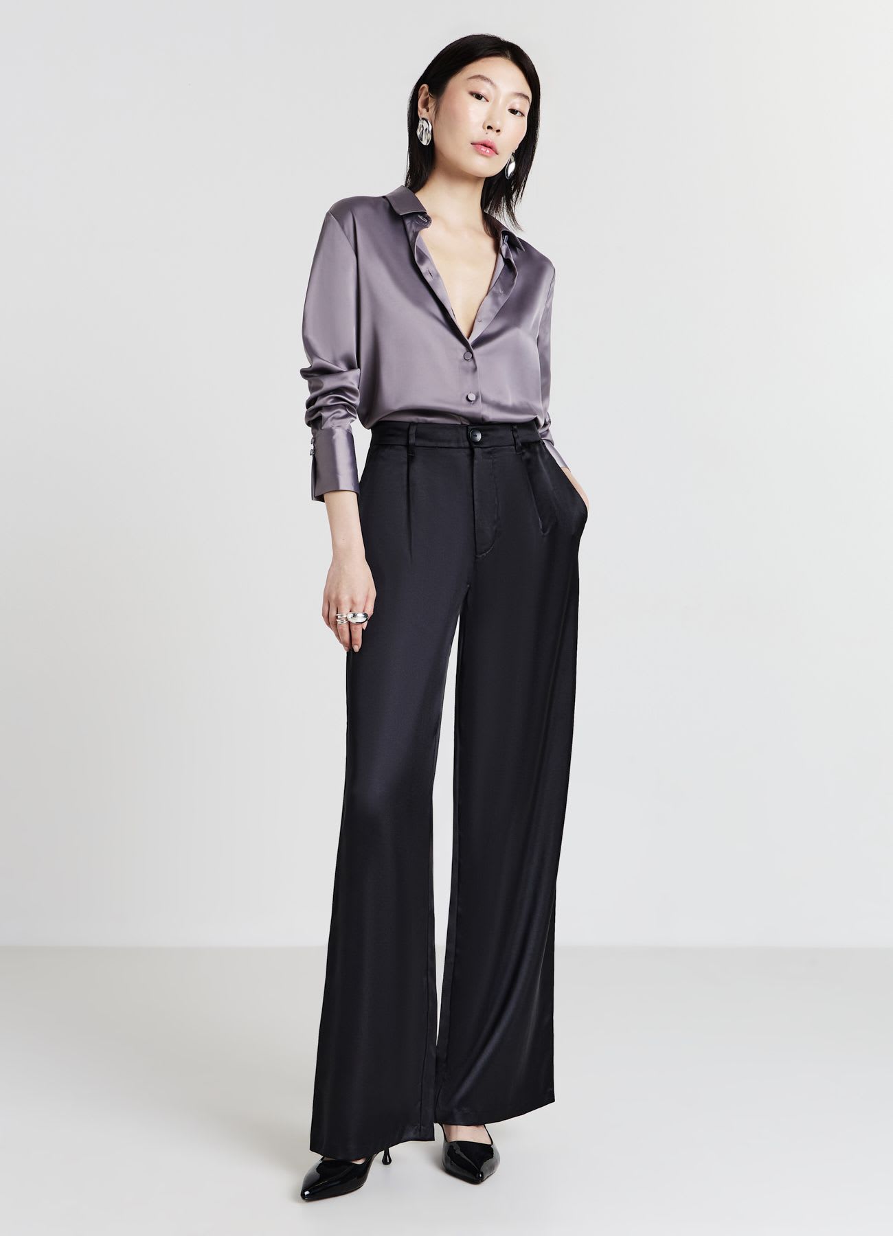 Camicia crop simil satin