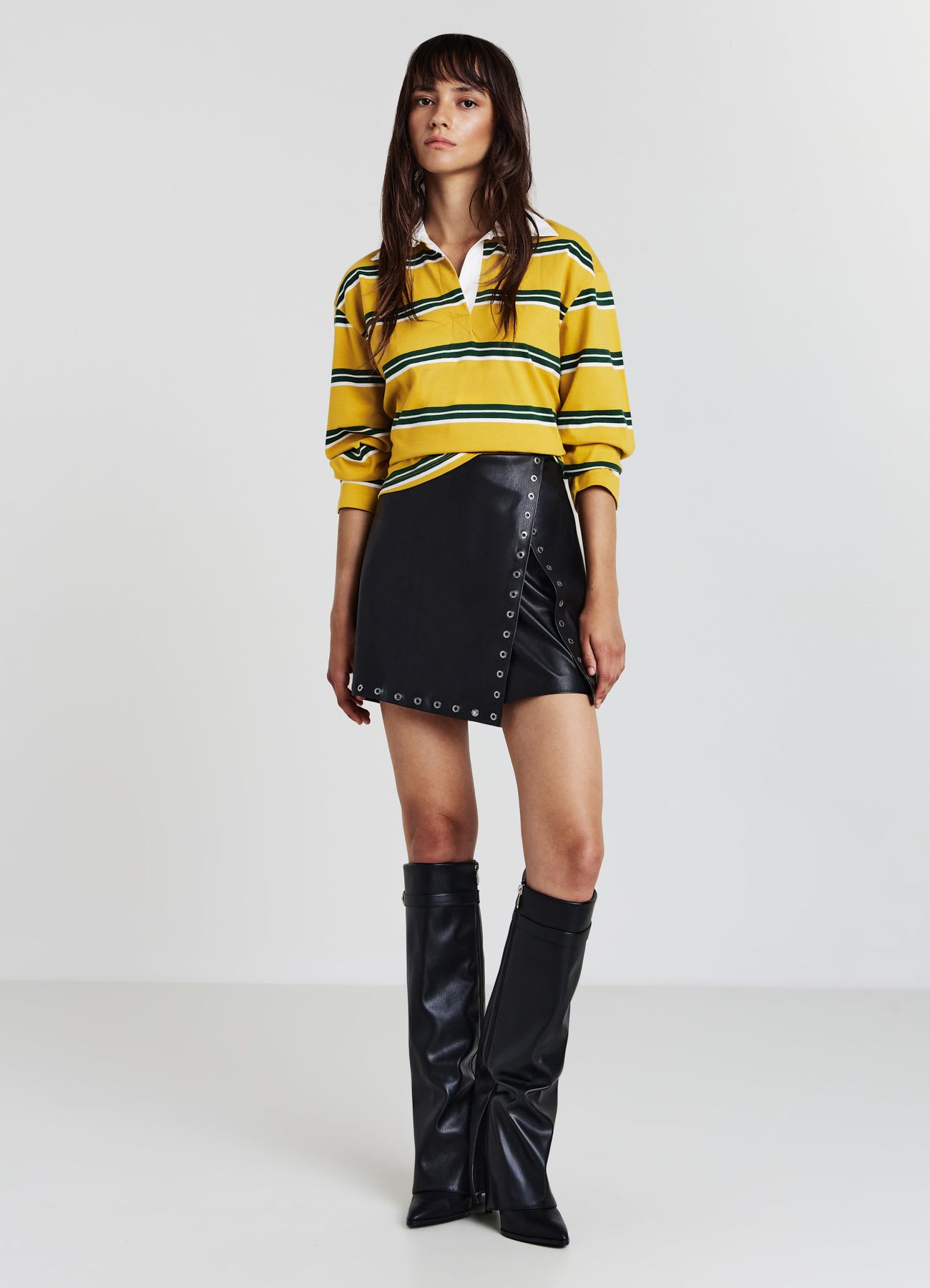Gonna-pantalone similpelle borchie