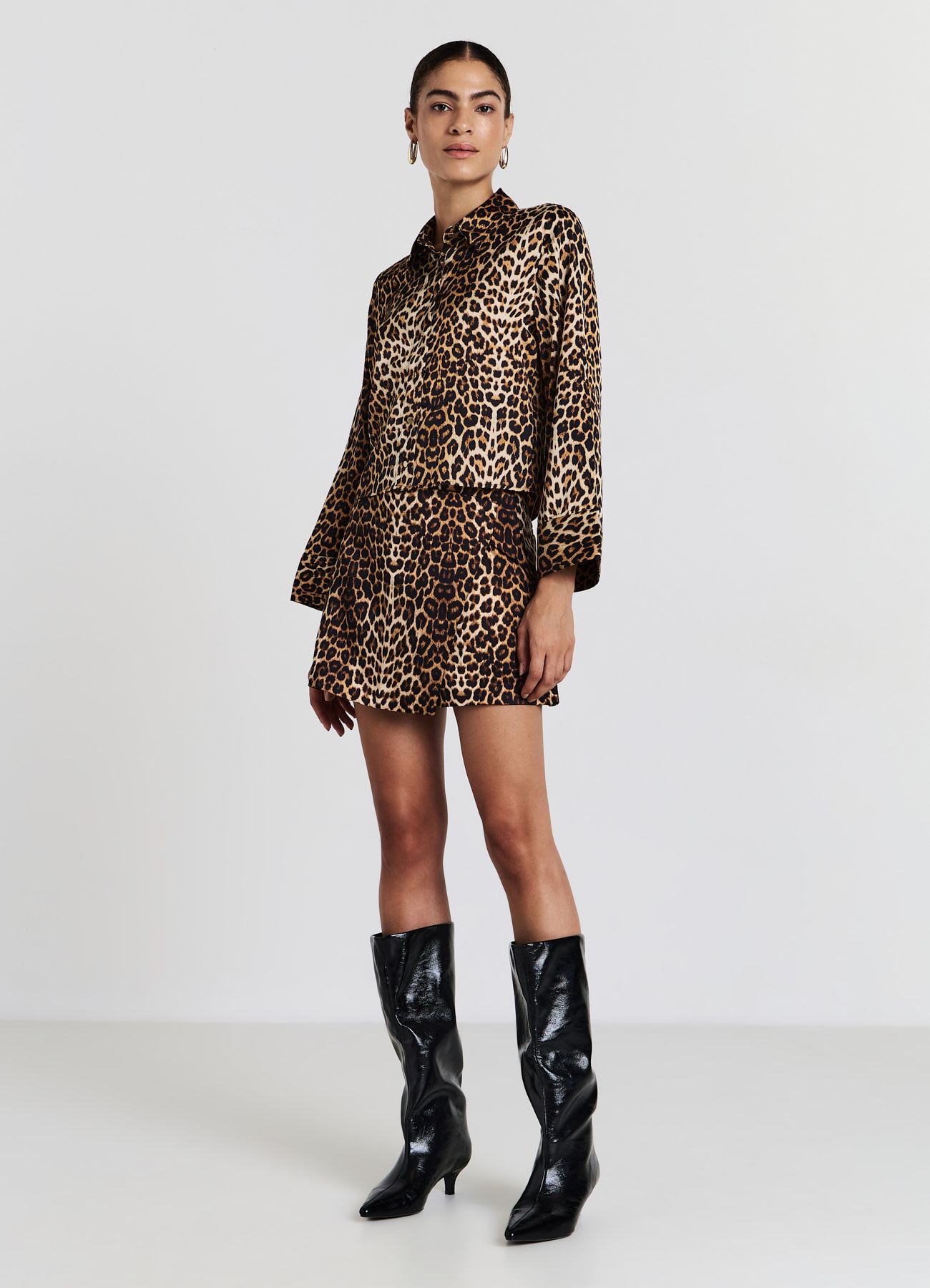 Gonna-pantalone similsatin fantasia animalier