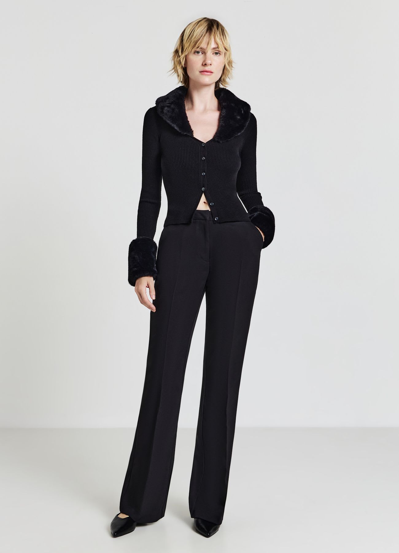 Cardigan inserti simil pelliccia
