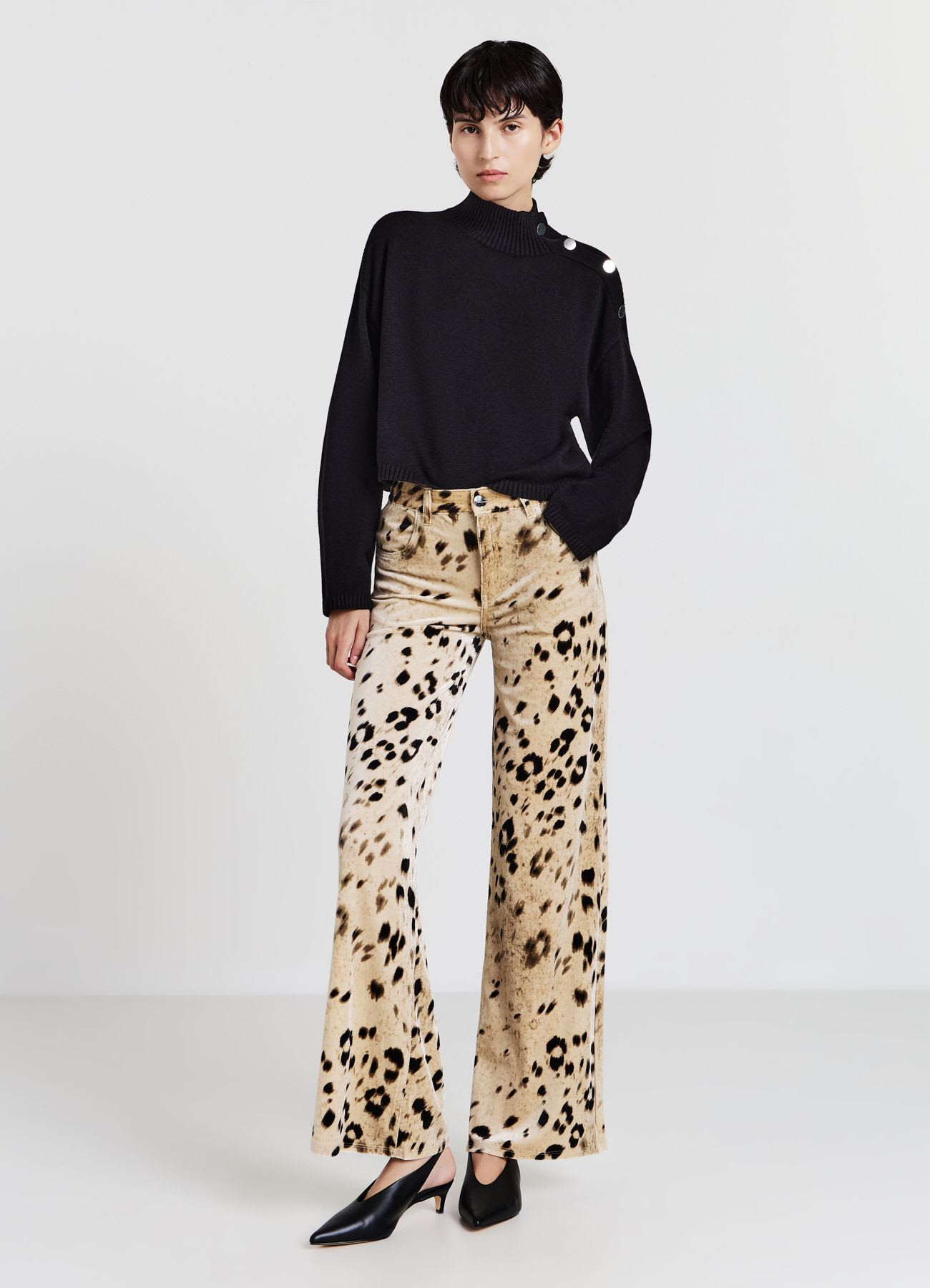 Pantaloni straight ciniglia animalier