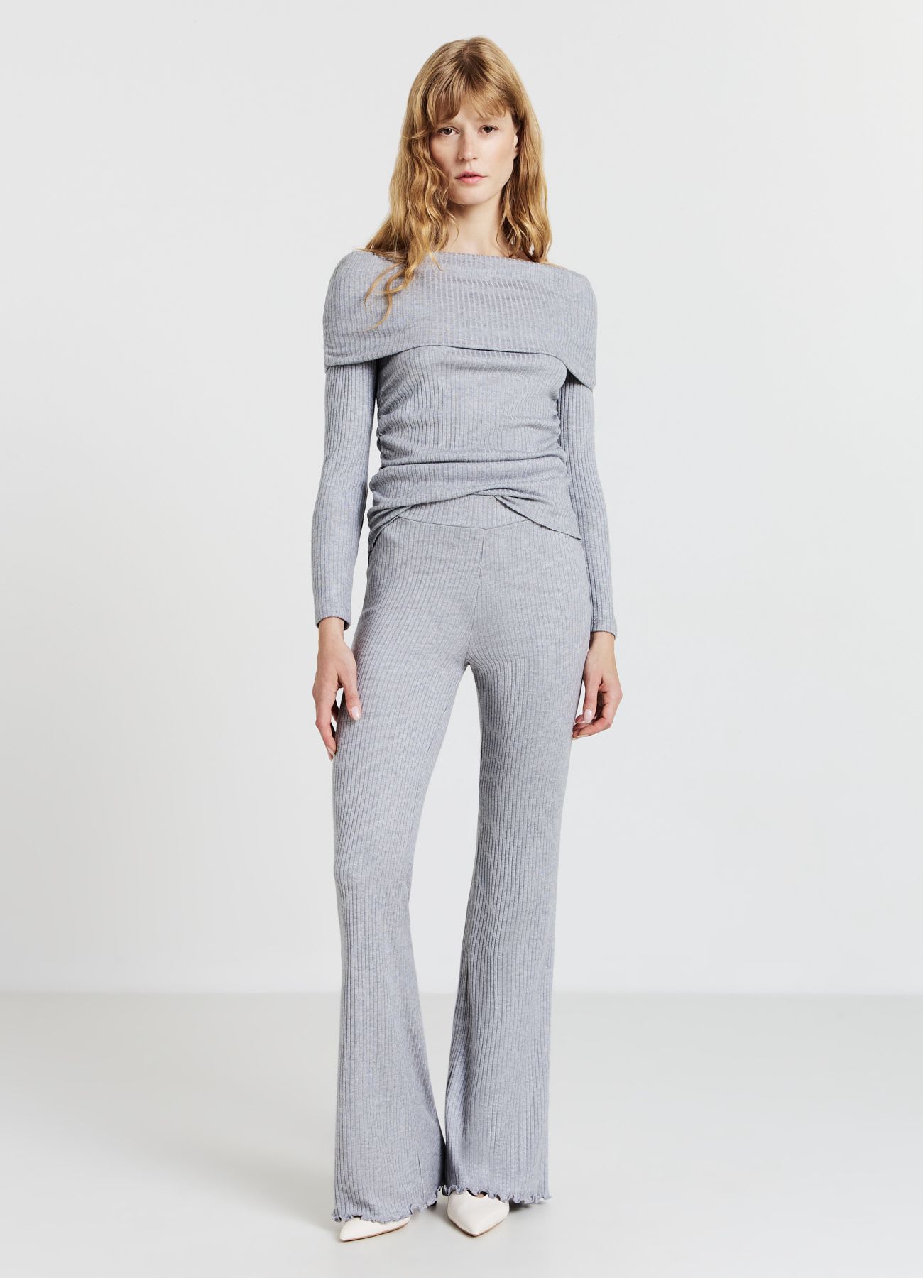 Leggings zampa a costine