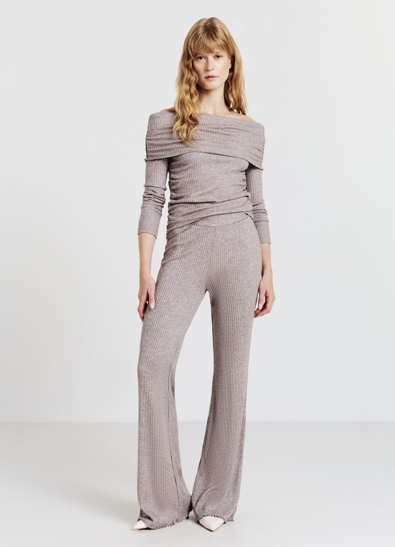 Leggings zampa a costine