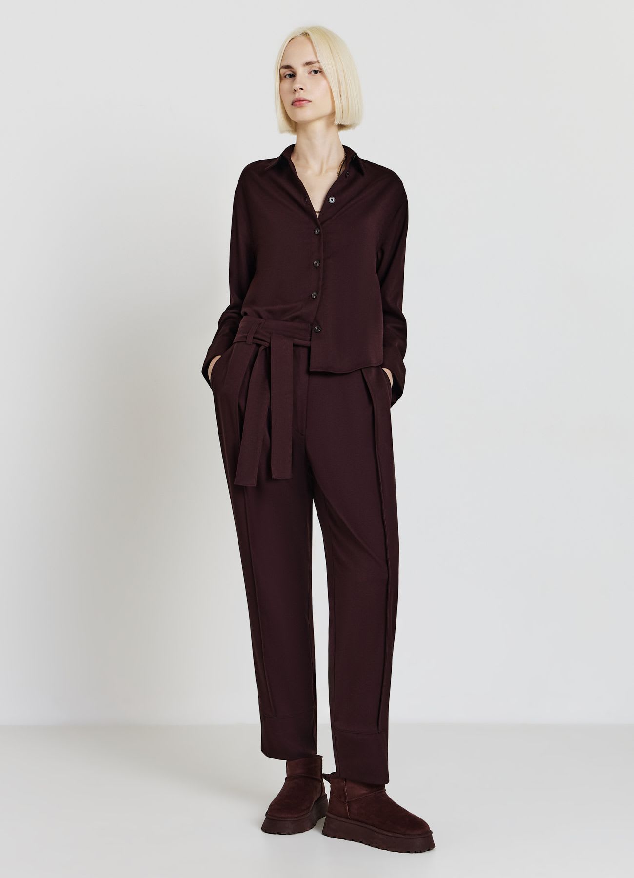 Pantaloni con cintura a fiocco