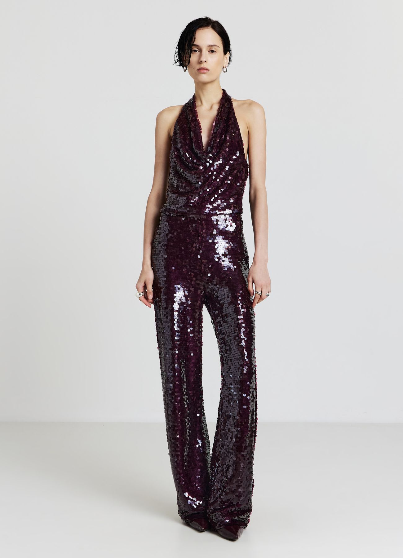 Pantaloni palazzo con paillettes