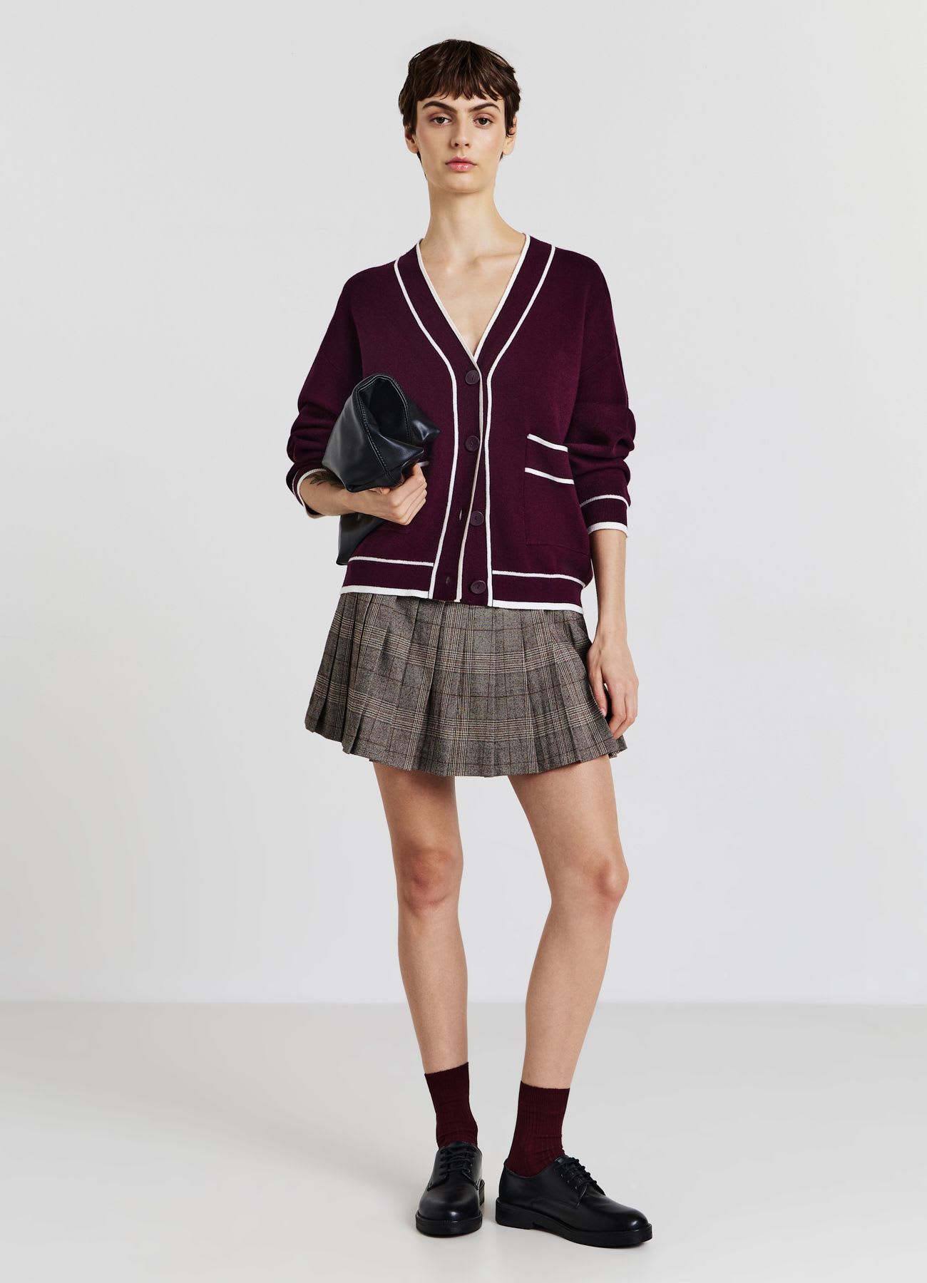 Cardigan con profili a contrasto